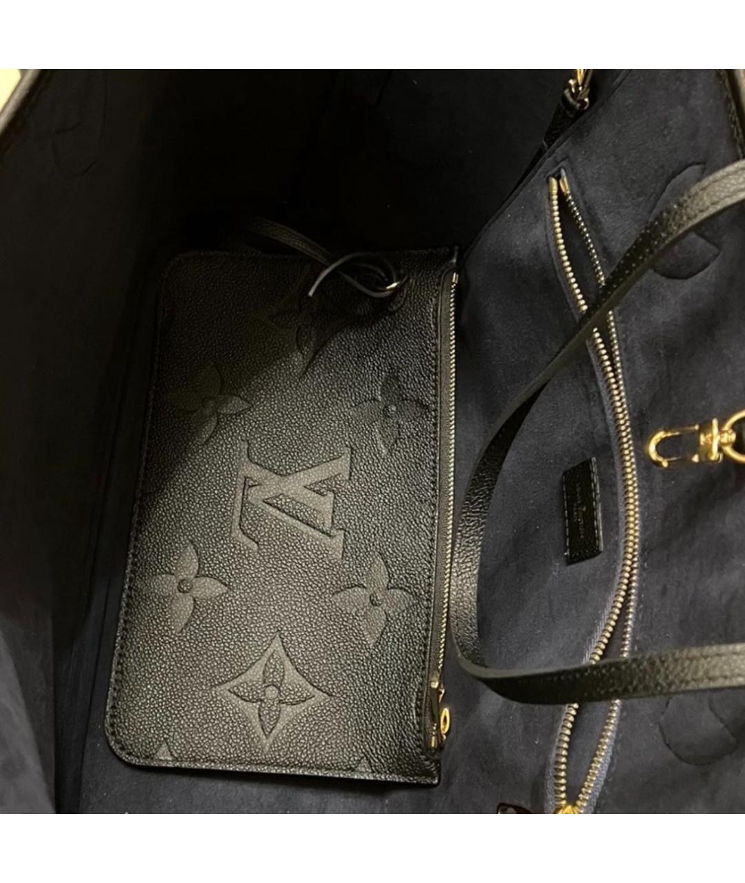 LOUIS VUITTON Черная кожаная сумка тоут, фото 4