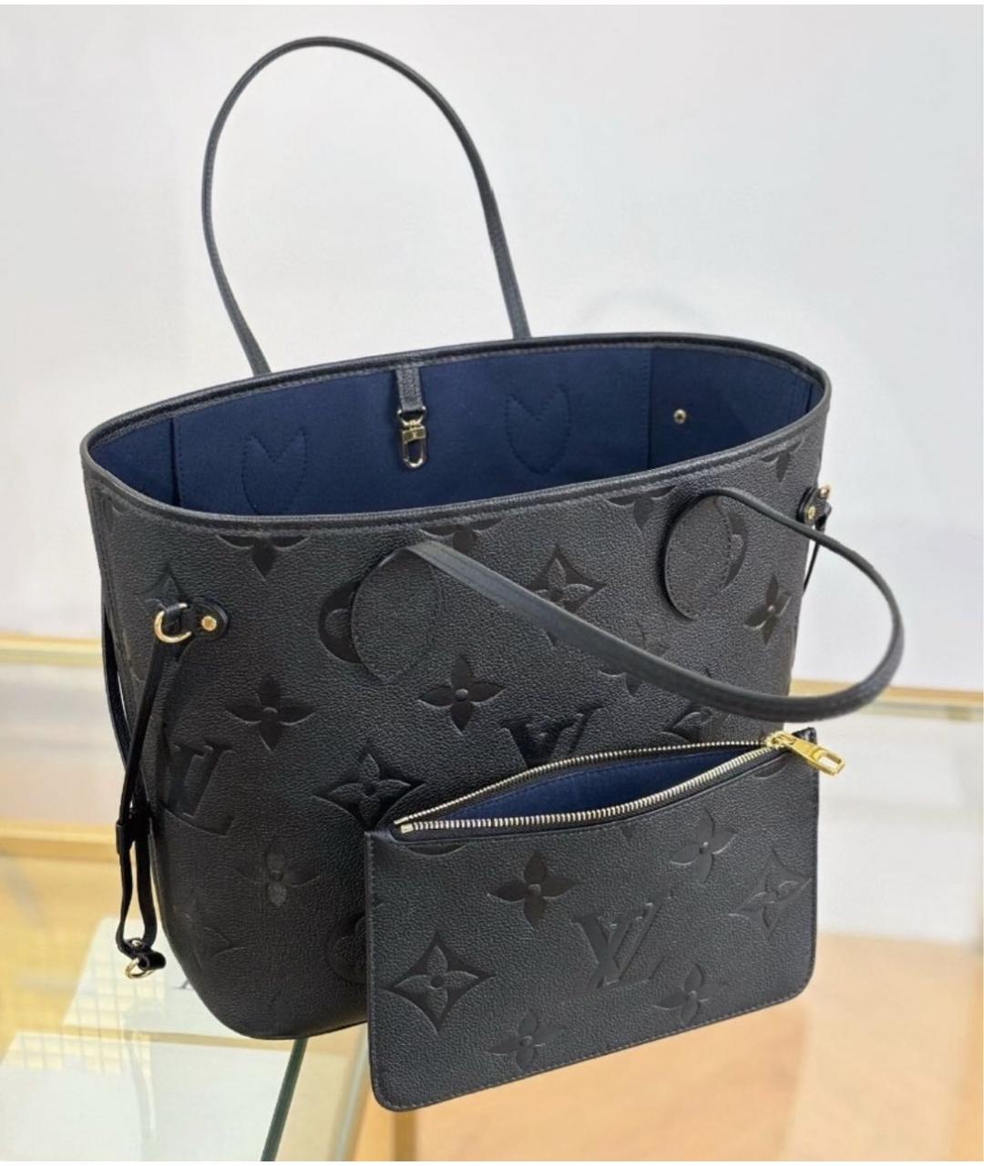 LOUIS VUITTON Черная кожаная сумка тоут, фото 3