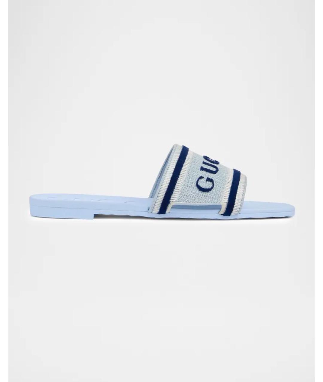 GUCCI Голубые резиновые шлепанцы, фото 6