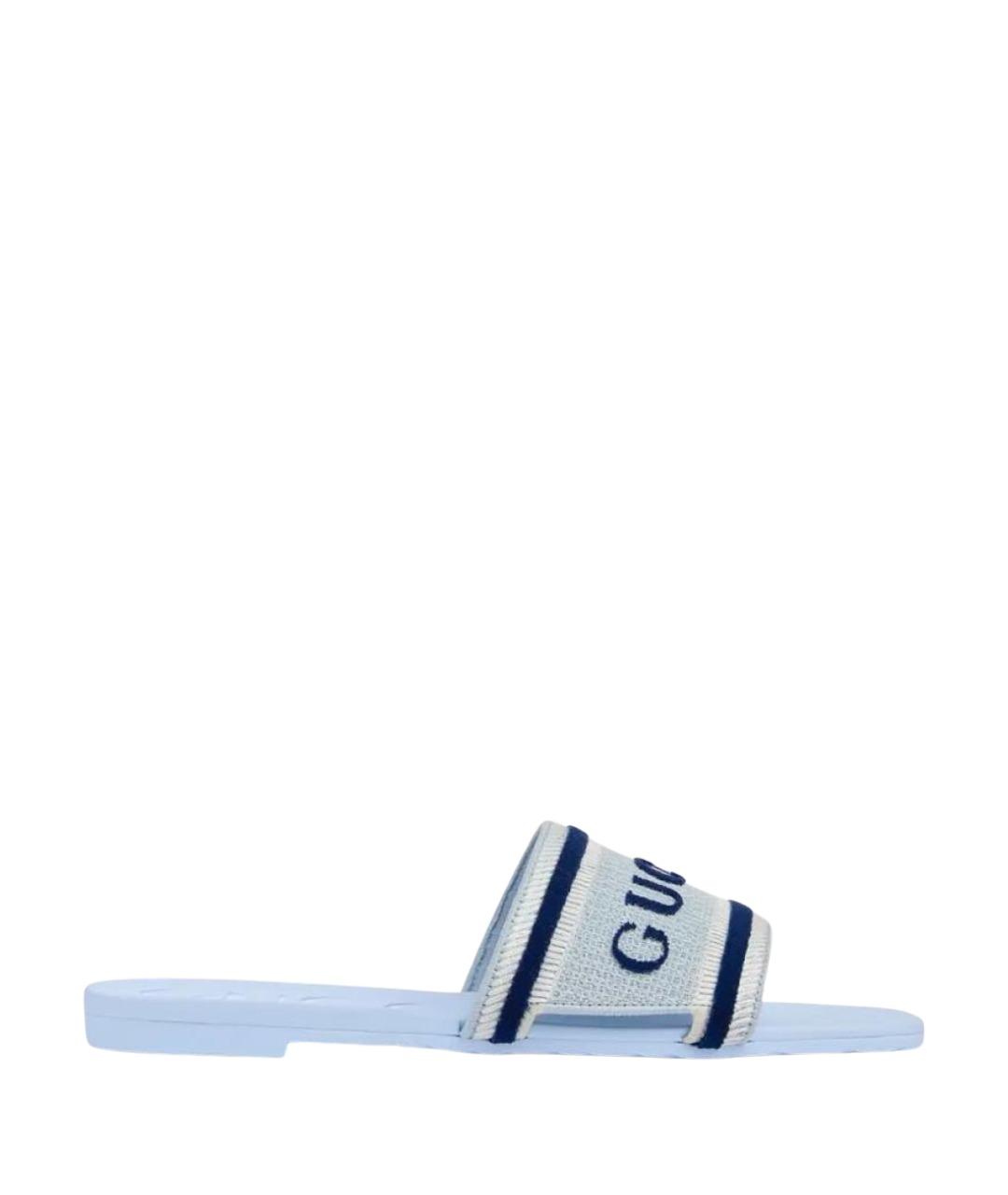 GUCCI Голубые резиновые шлепанцы, фото 1