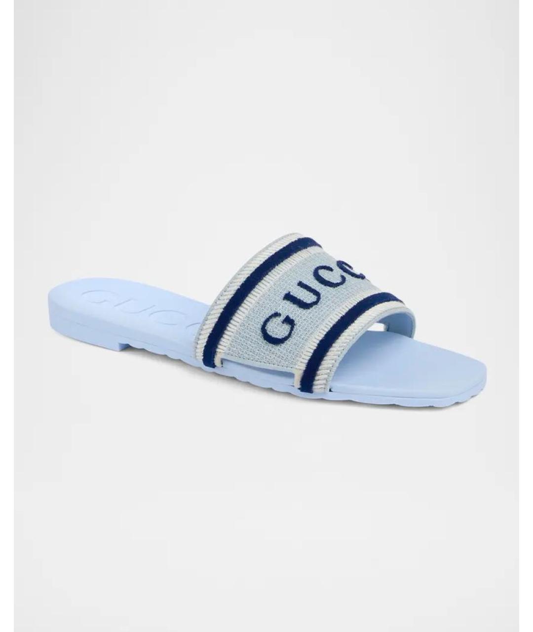 GUCCI Голубые резиновые шлепанцы, фото 2
