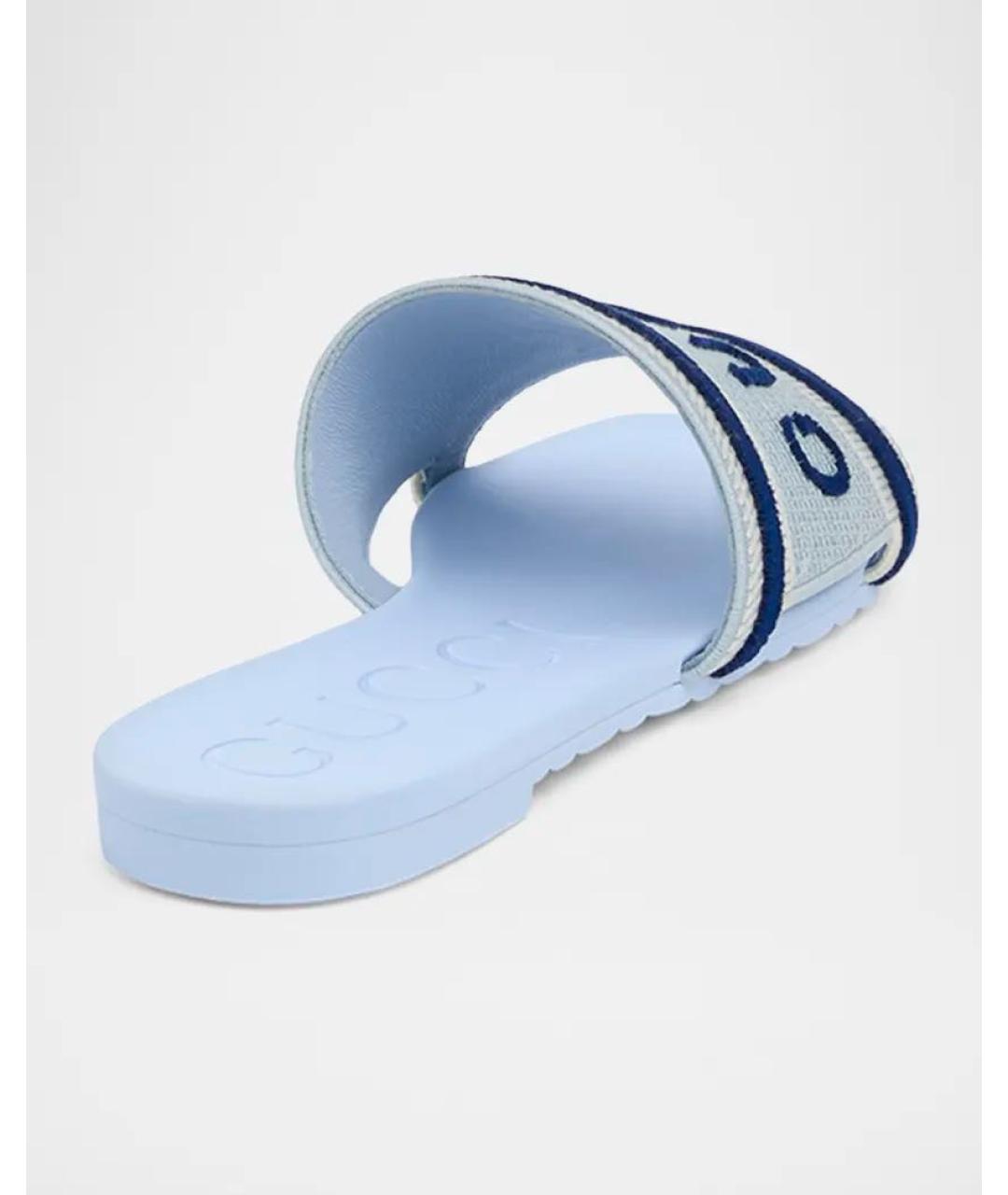 GUCCI Голубые резиновые шлепанцы, фото 3