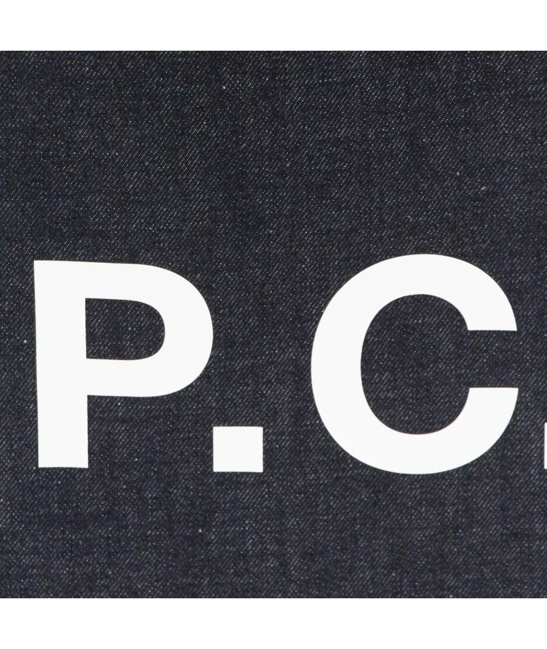 A.P.C. Темно-синяя хлопковая сумка тоут, фото 4