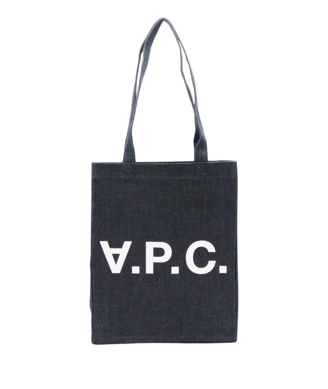 A.P.C. Темно-синяя хлопковая сумка тоут, фото 1