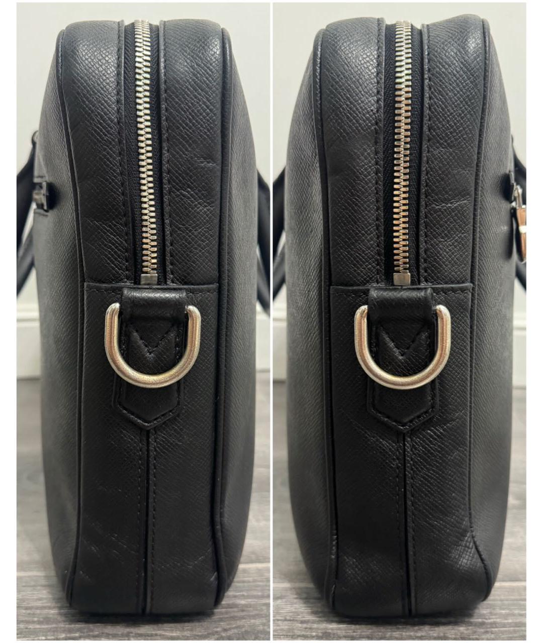 LOUIS VUITTON Черный кожаный портфель, фото 3