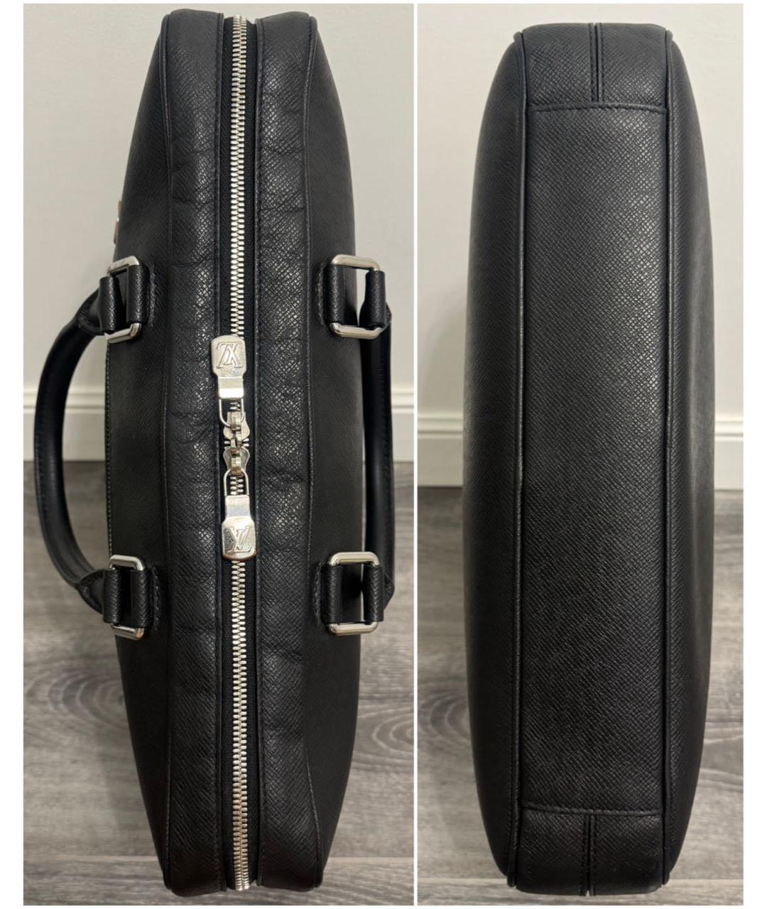 LOUIS VUITTON Черный кожаный портфель, фото 4