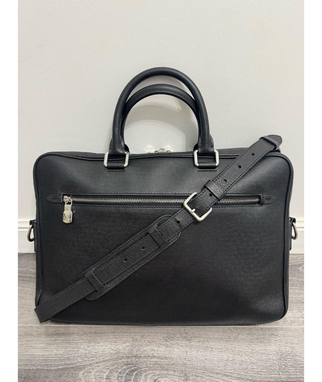 LOUIS VUITTON Черный кожаный портфель, фото 9