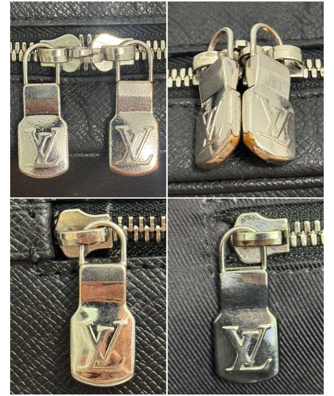 LOUIS VUITTON Черный кожаный портфель, фото 7