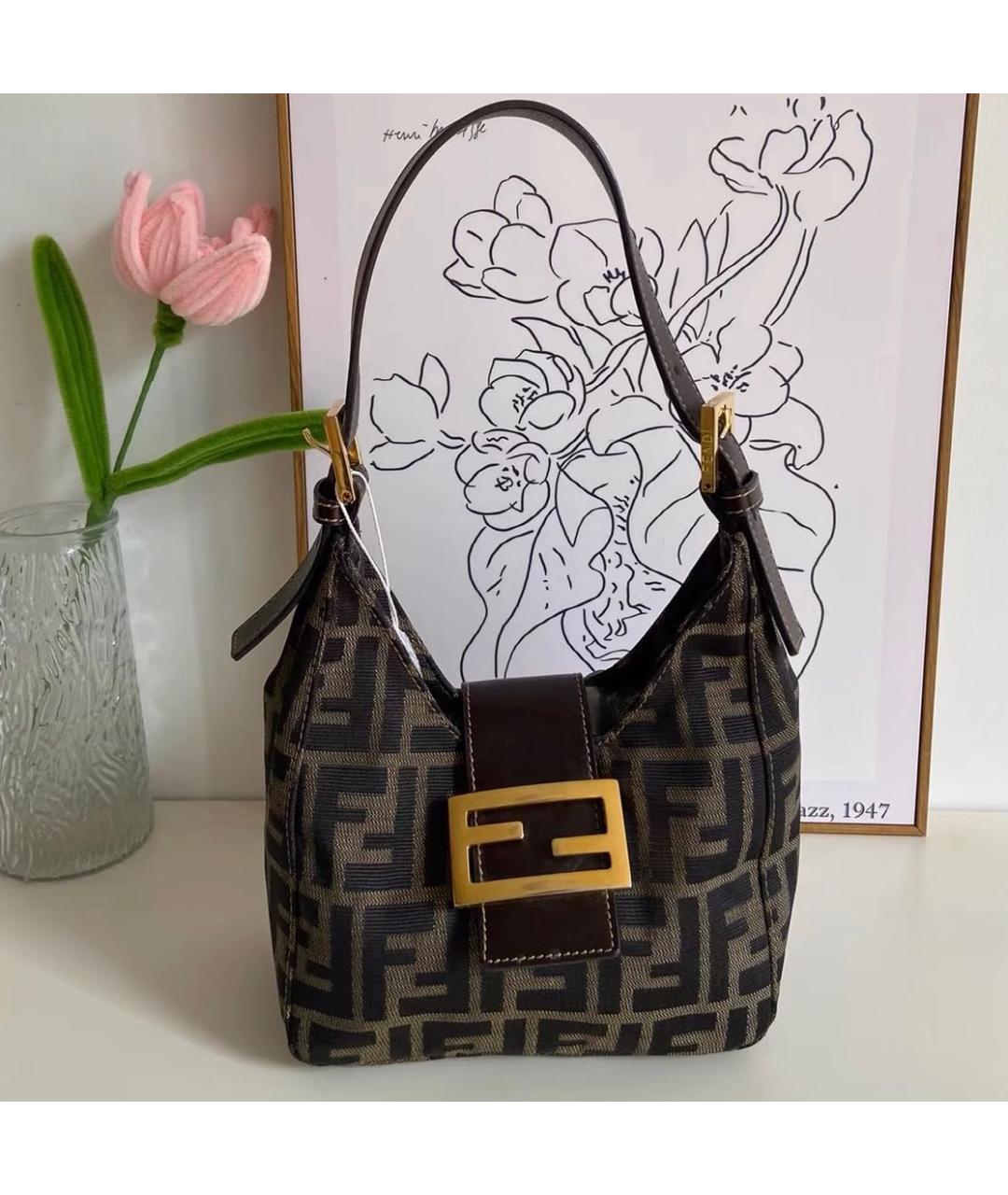 FENDI Коричневая сумка с короткими ручками, фото 8
