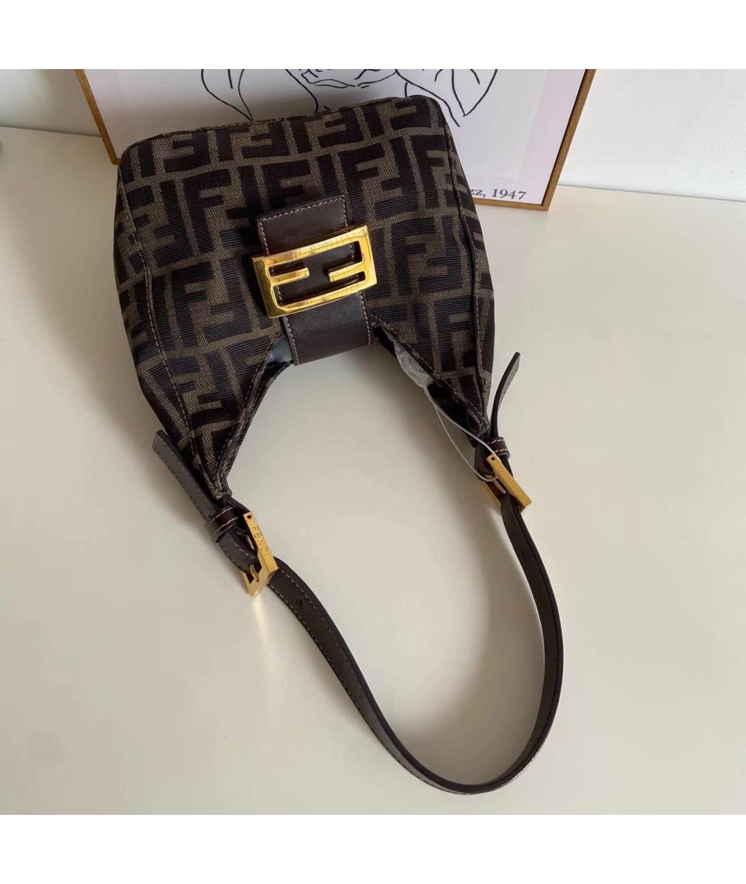 FENDI Коричневая сумка с короткими ручками, фото 7