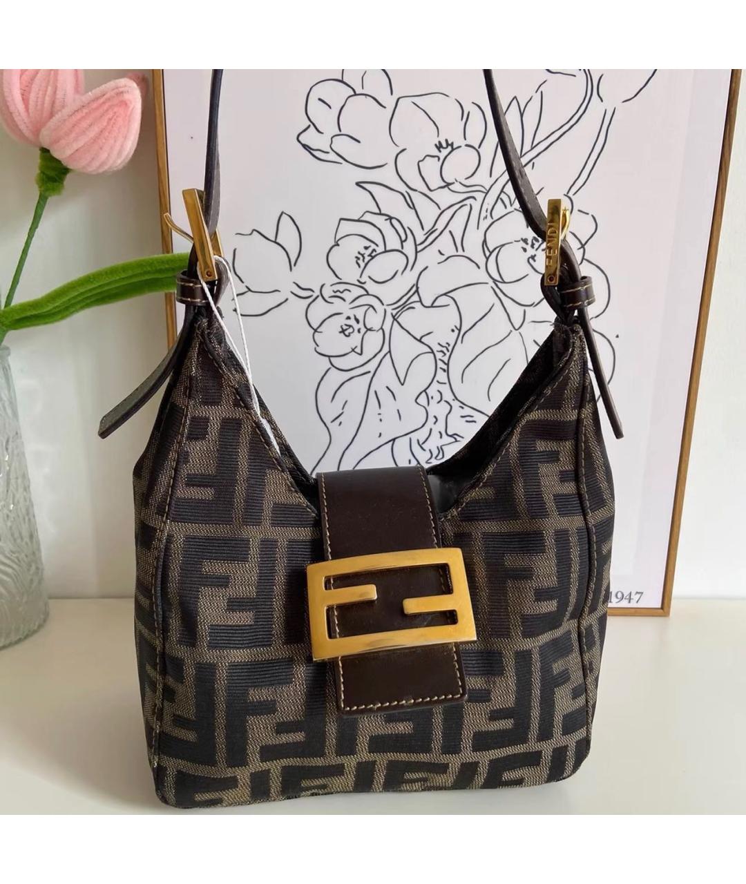FENDI Коричневая сумка с короткими ручками, фото 2