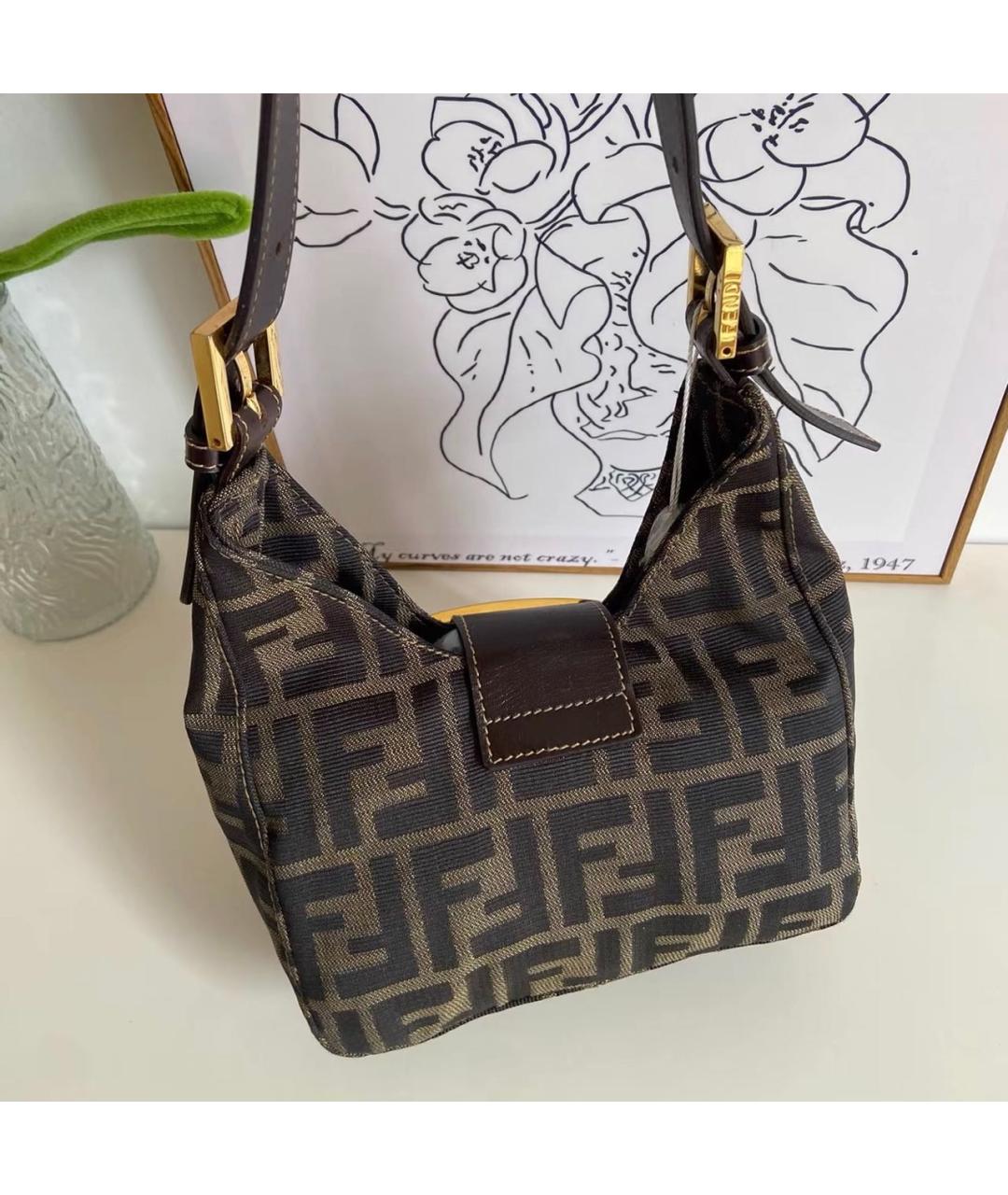 FENDI Коричневая сумка с короткими ручками, фото 4