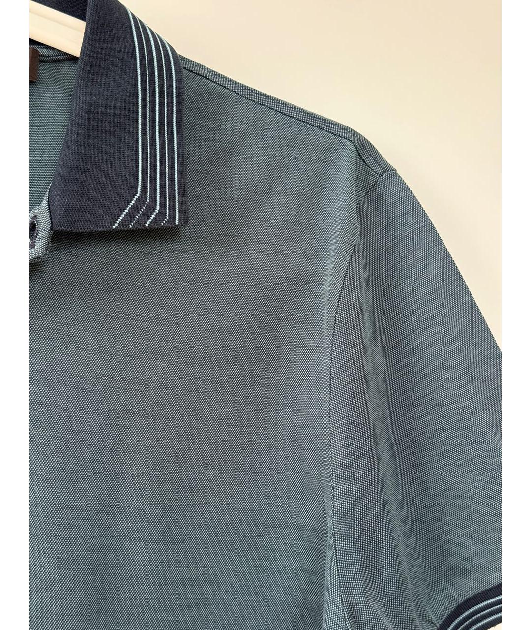 CANALI Синее хлопковое поло с коротким рукавом, фото 4