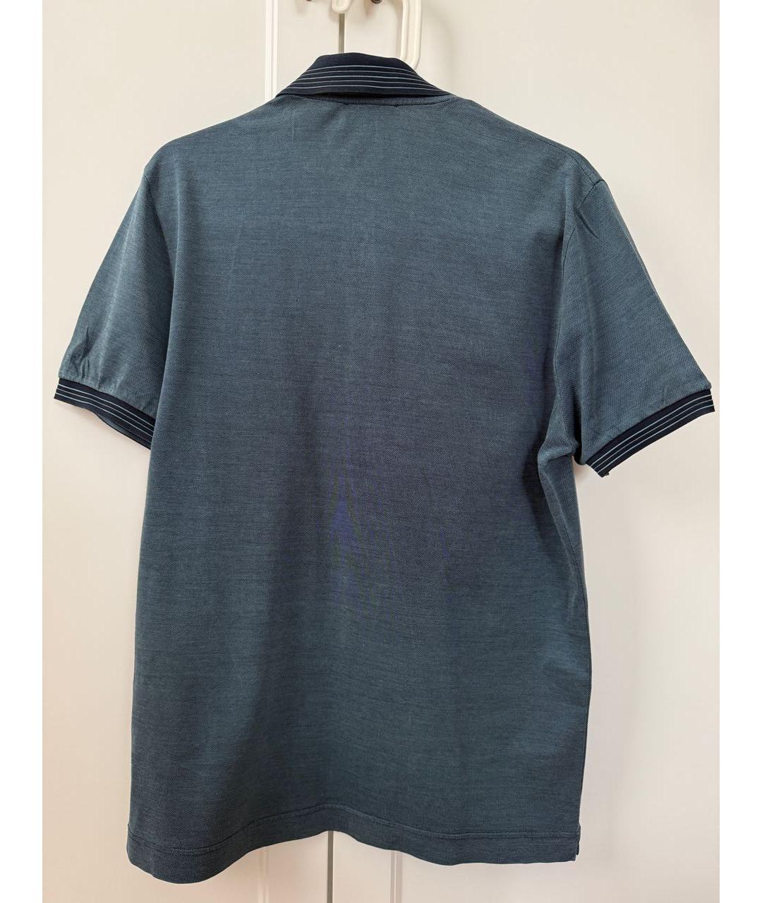 CANALI Синее хлопковое поло с коротким рукавом, фото 2