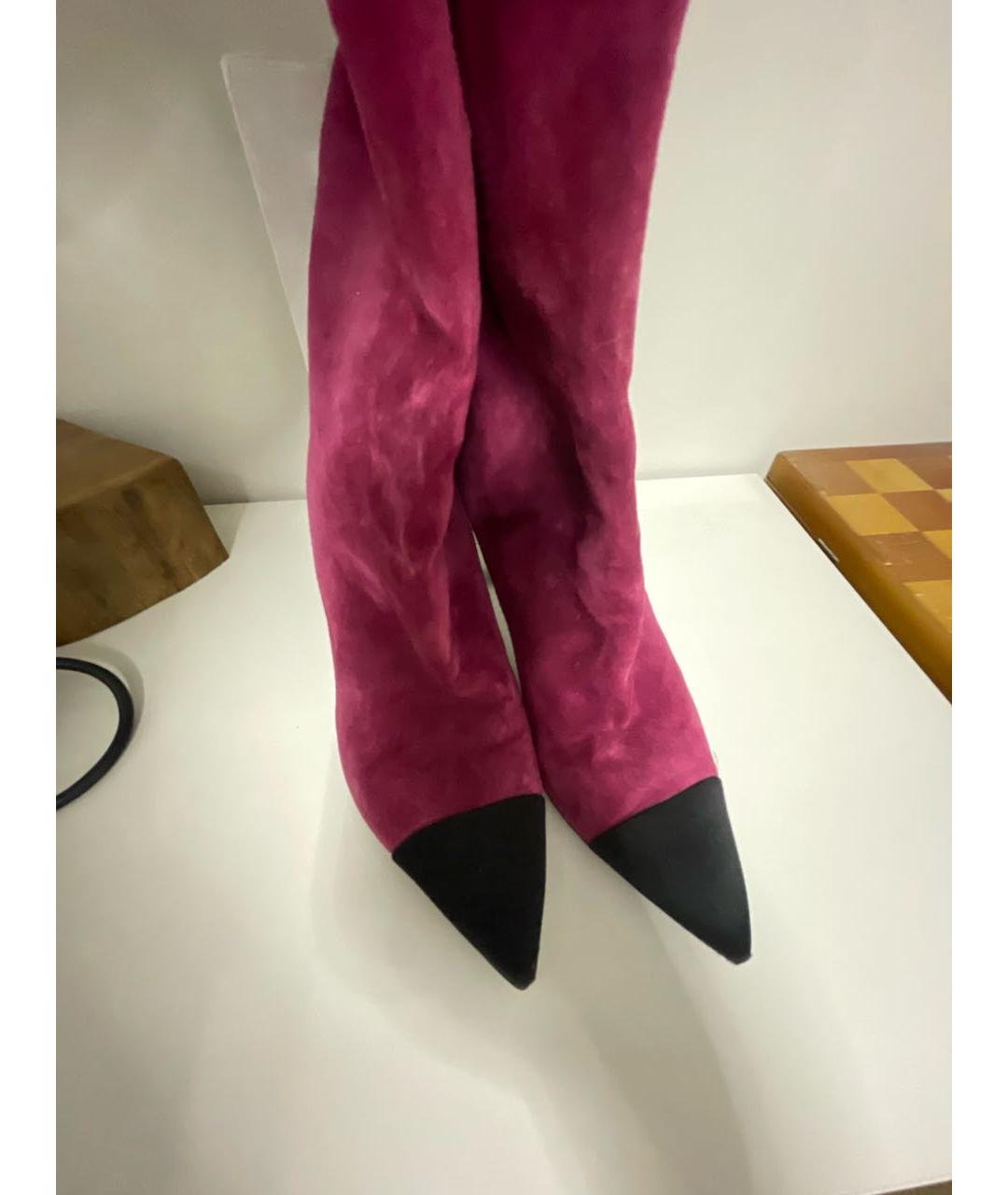 CHANEL Фуксия замшевые сапоги, фото 3