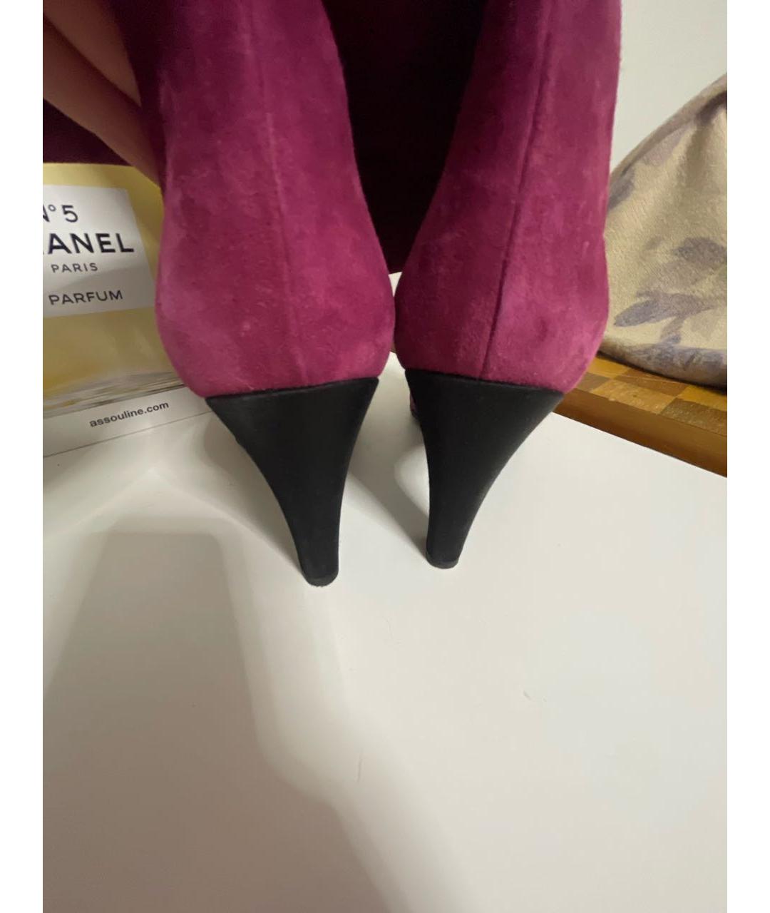 CHANEL Фуксия замшевые сапоги, фото 4