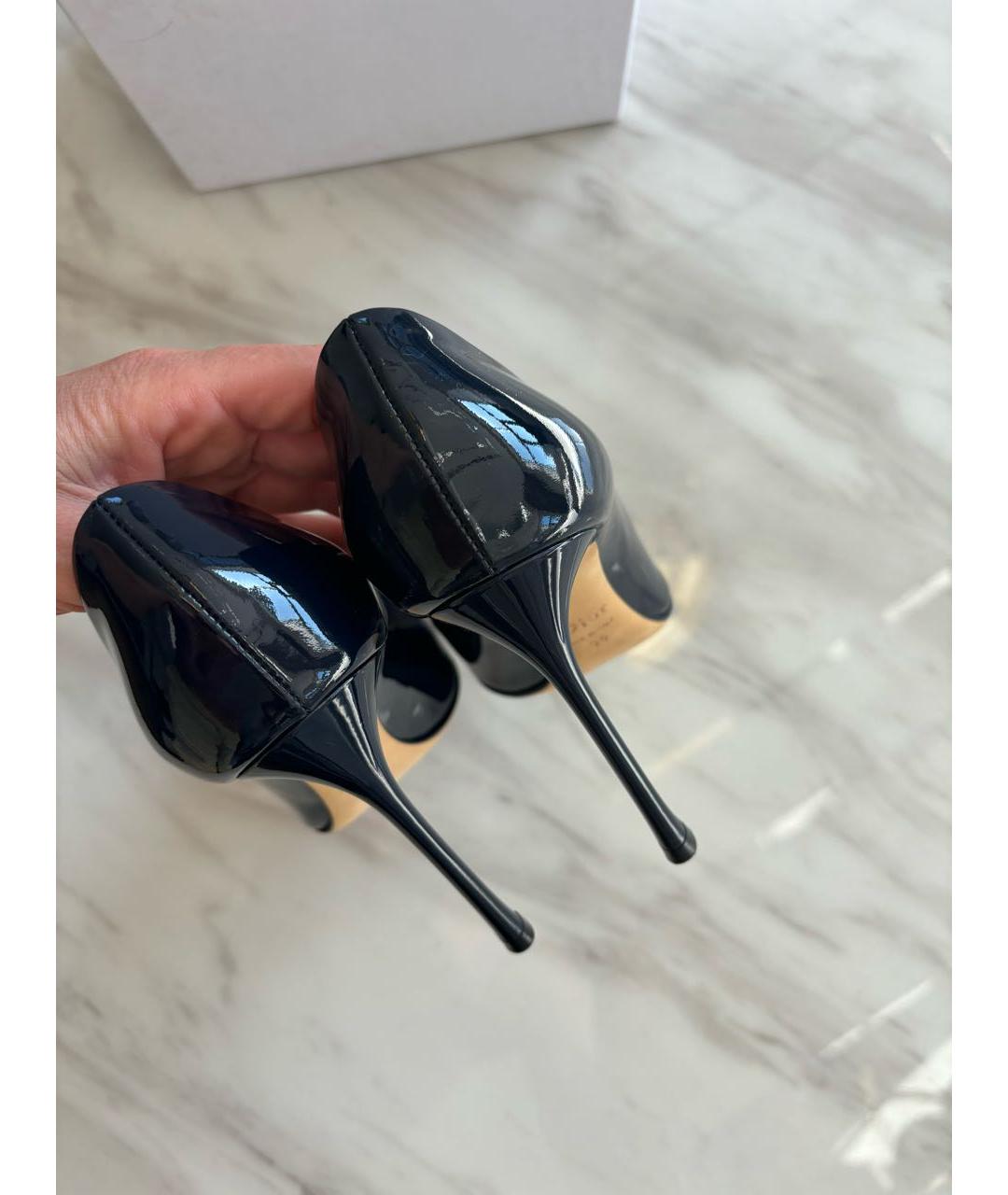 CHRISTIAN DIOR Темно-синие туфли из лакированной кожи, фото 7