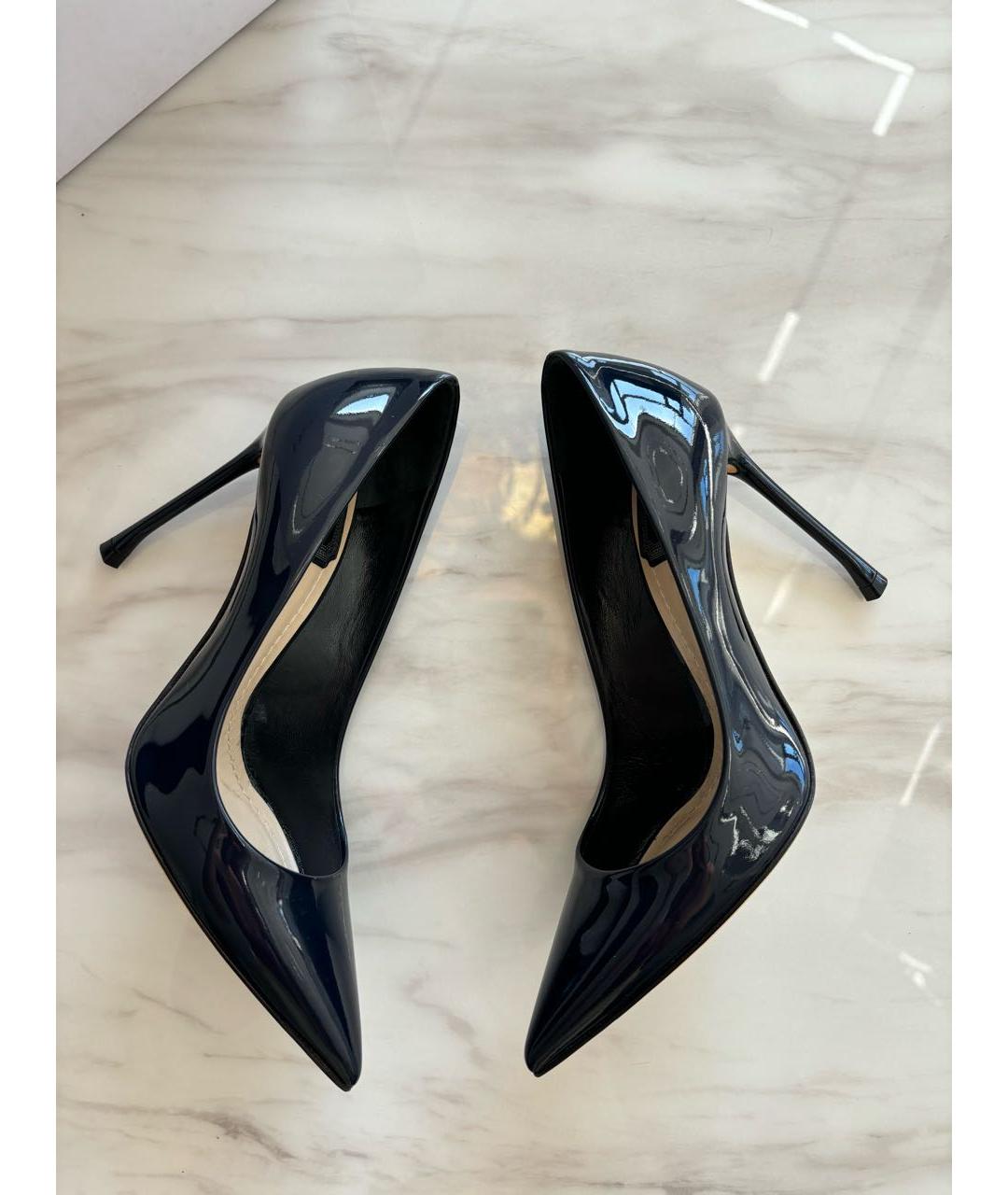 CHRISTIAN DIOR Темно-синие туфли из лакированной кожи, фото 3