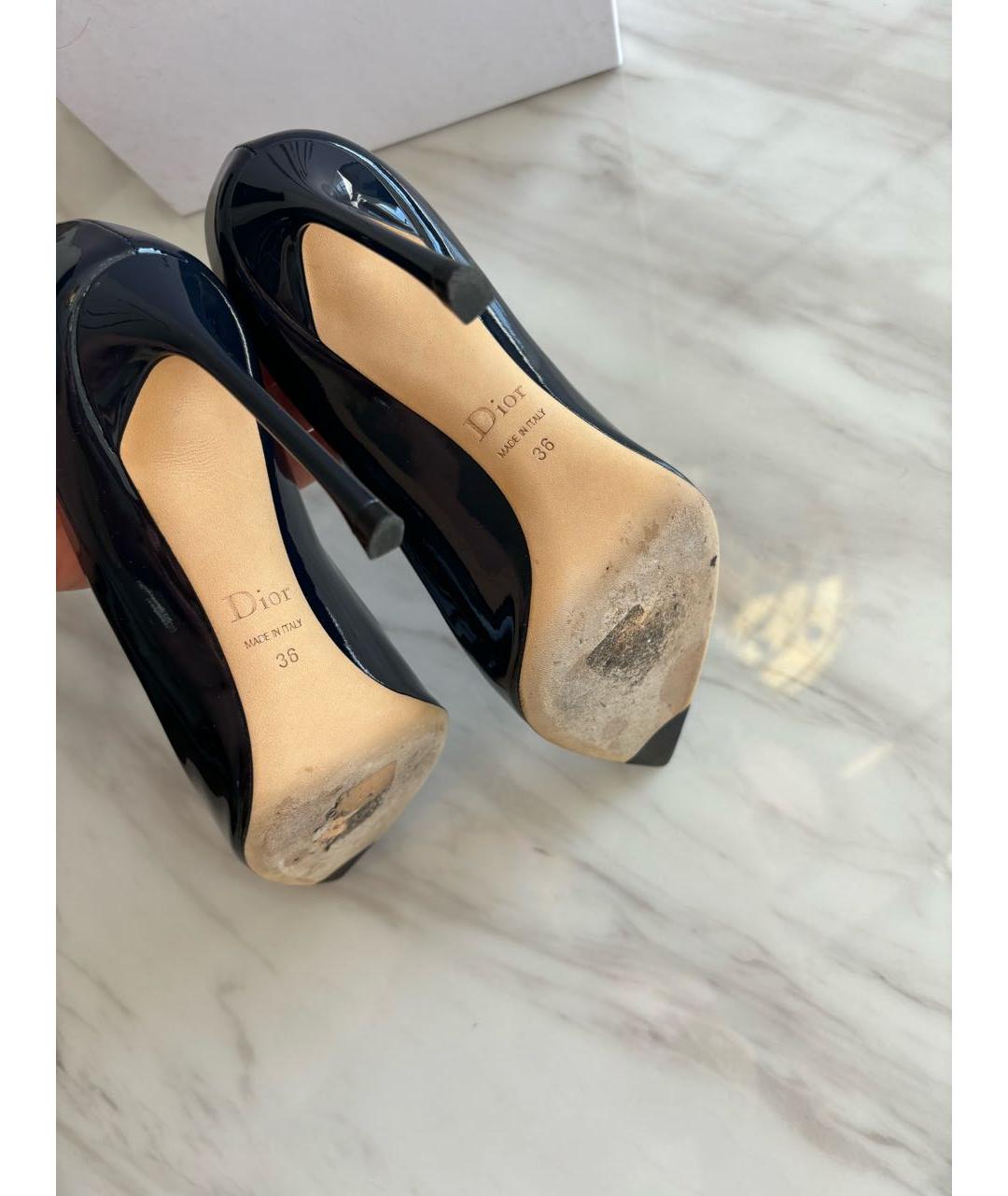 CHRISTIAN DIOR Темно-синие туфли из лакированной кожи, фото 8