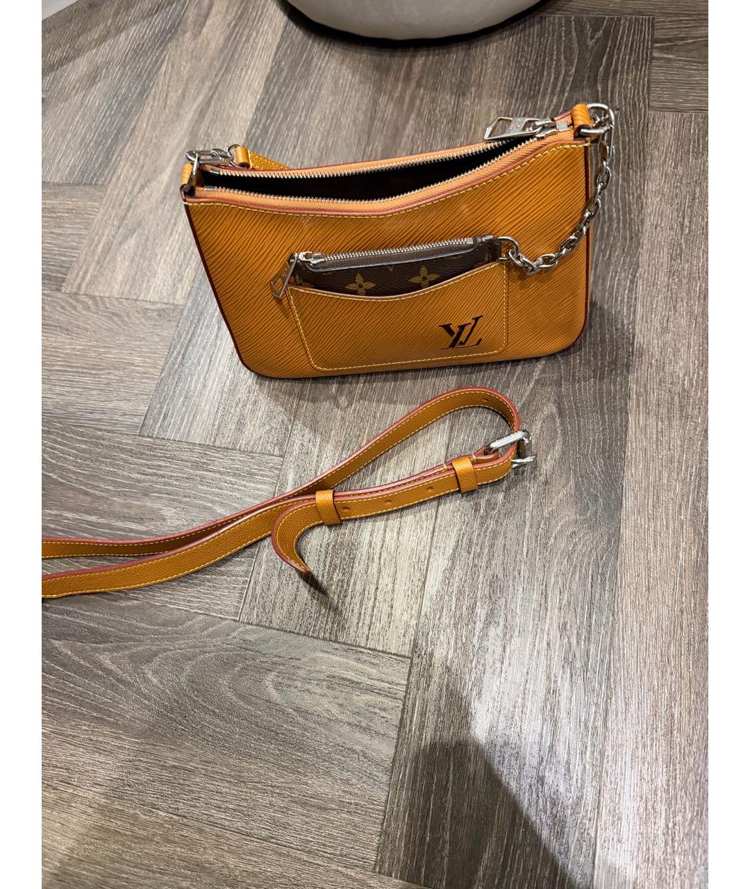 LOUIS VUITTON Коричневая кожаная сумка через плечо, фото 2