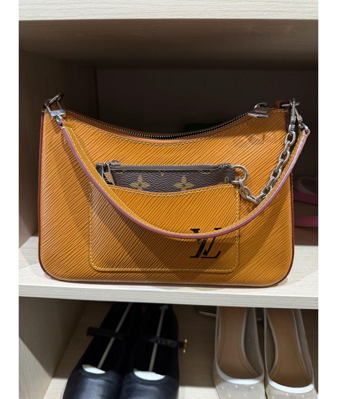 LOUIS VUITTON Коричневая кожаная сумка через плечо, фото 5