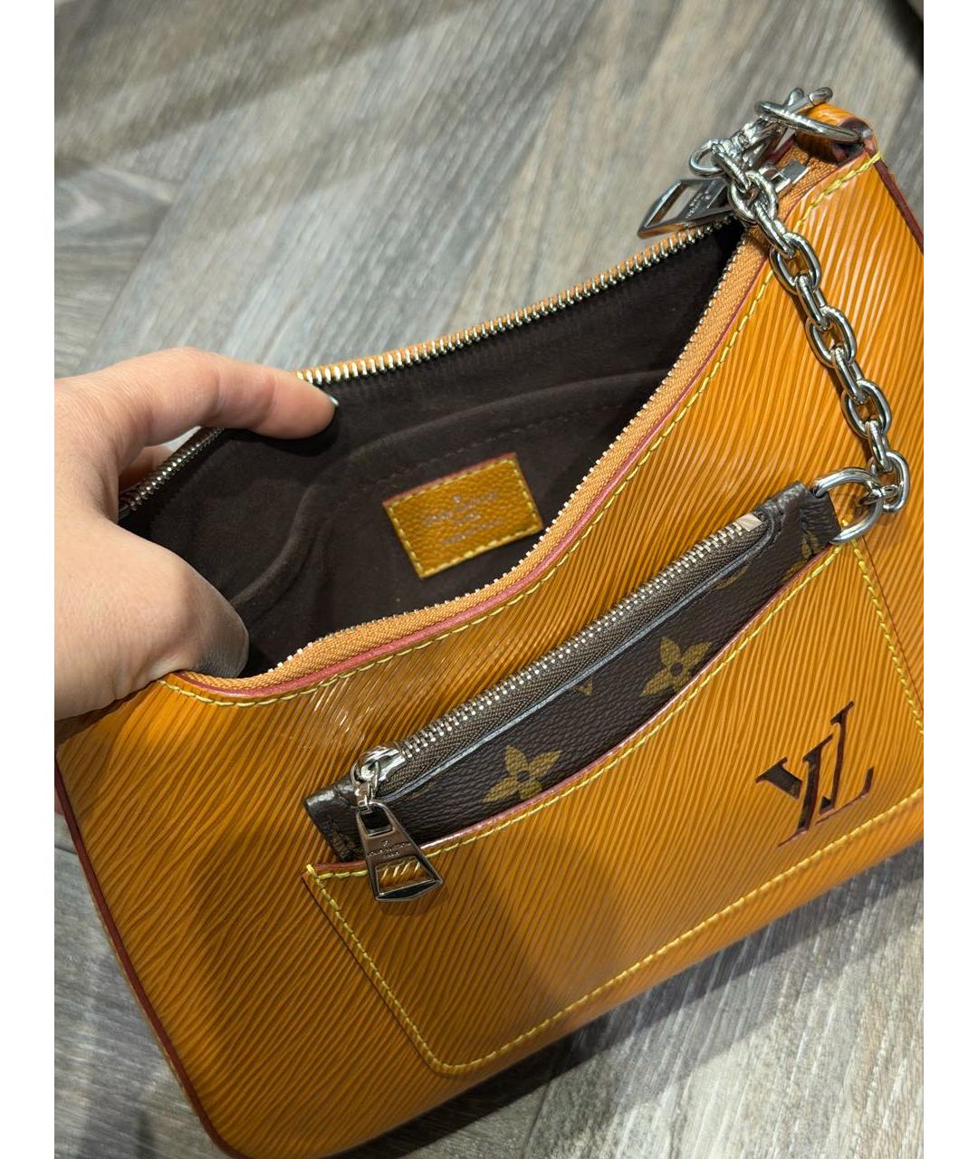 LOUIS VUITTON Коричневая кожаная сумка через плечо, фото 4