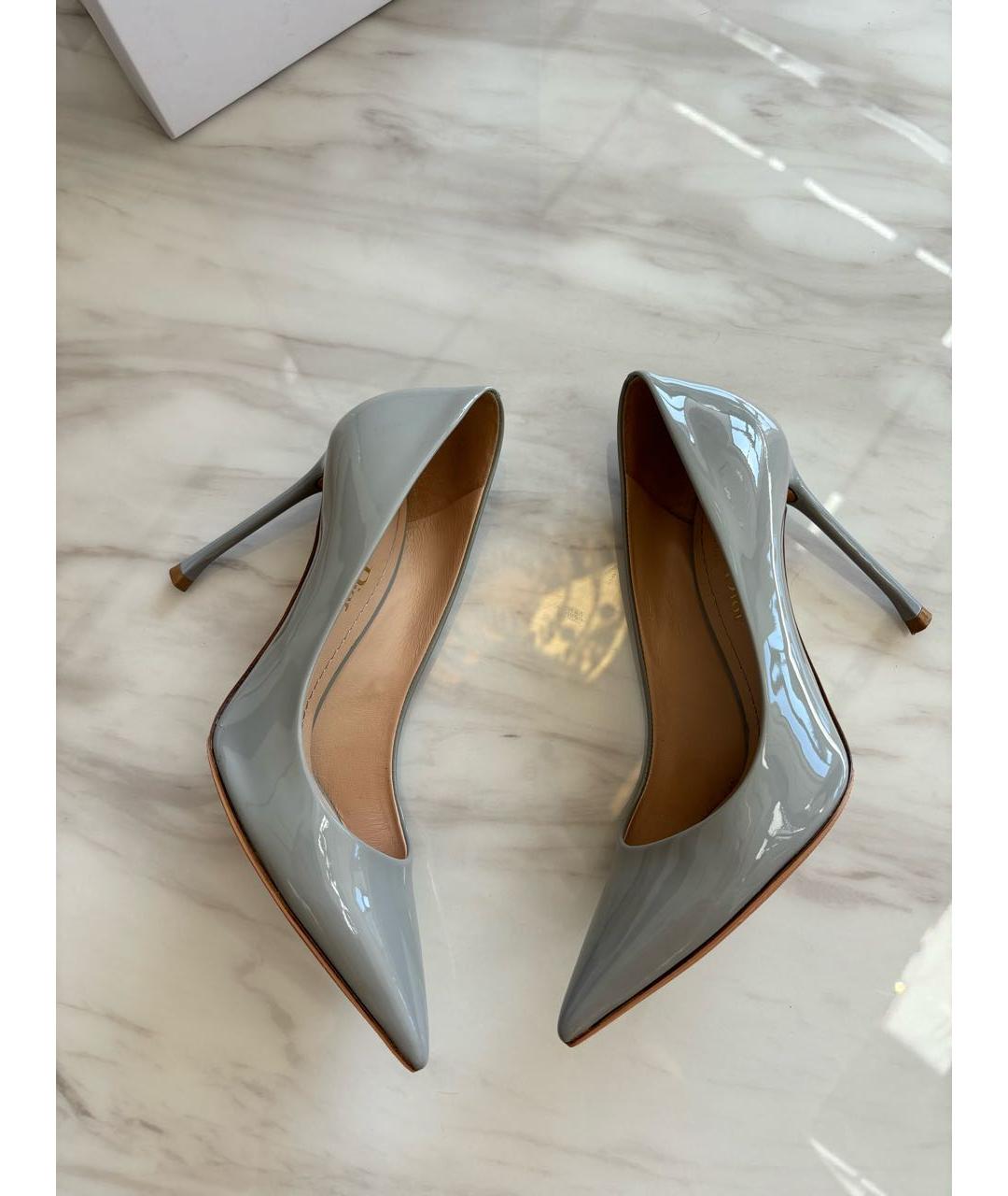 CHRISTIAN DIOR Голубые туфли из лакированной кожи, фото 3