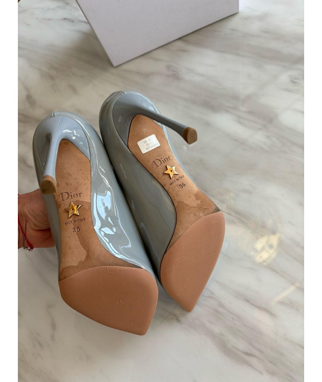 CHRISTIAN DIOR Голубые туфли из лакированной кожи, фото 8