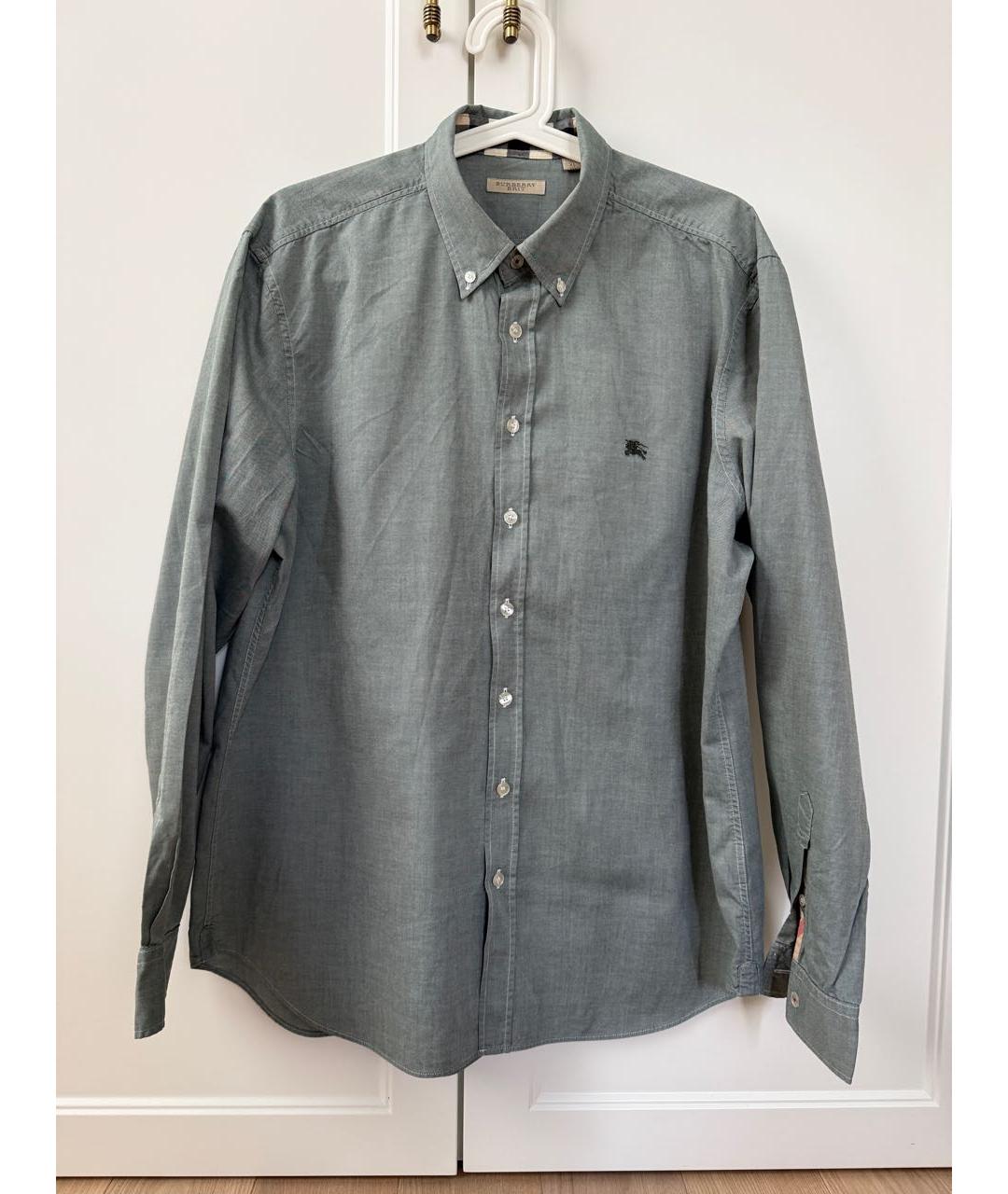 BURBERRY Серая хлопковая кэжуал рубашка, фото 6
