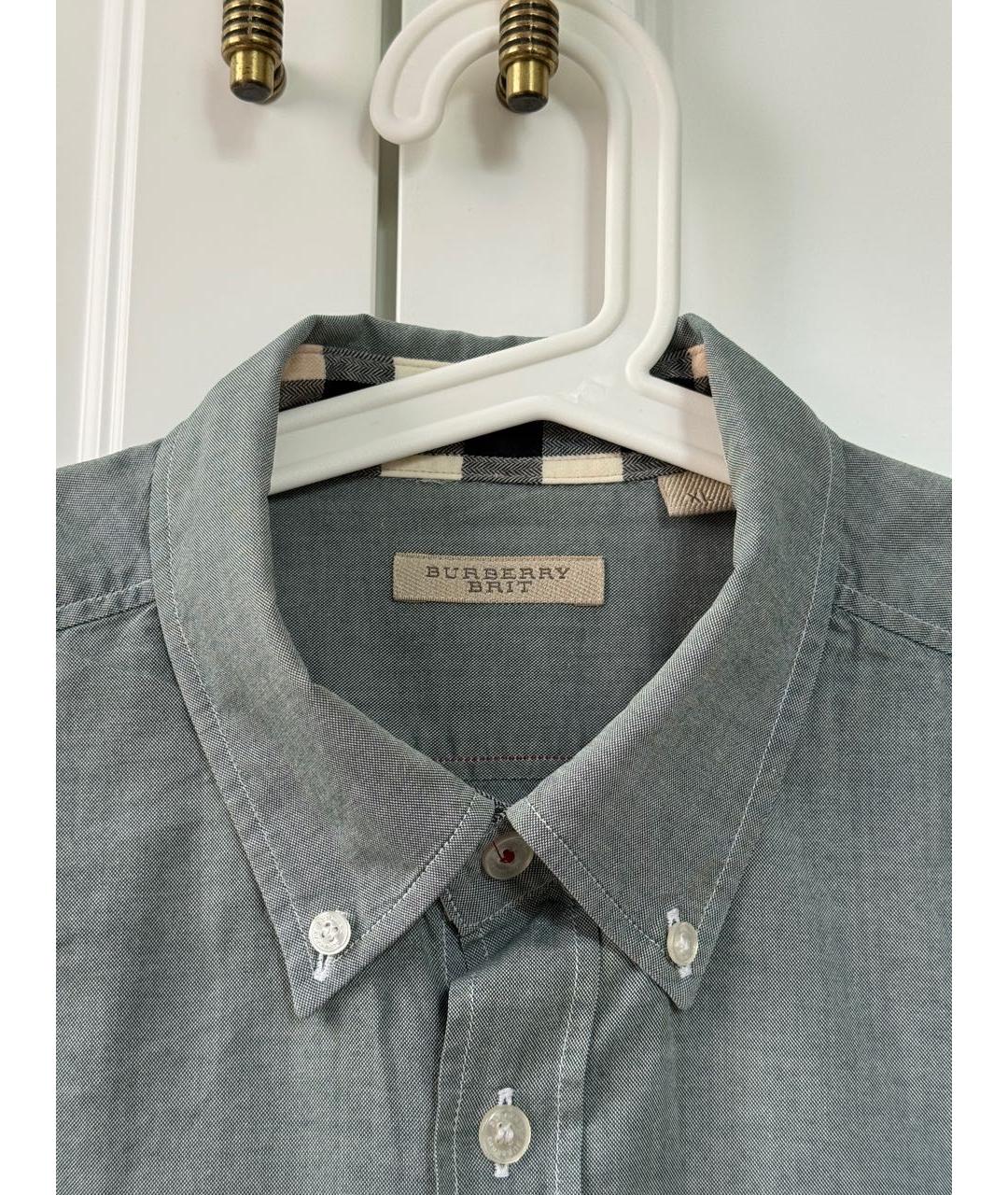 BURBERRY Серая хлопковая кэжуал рубашка, фото 3