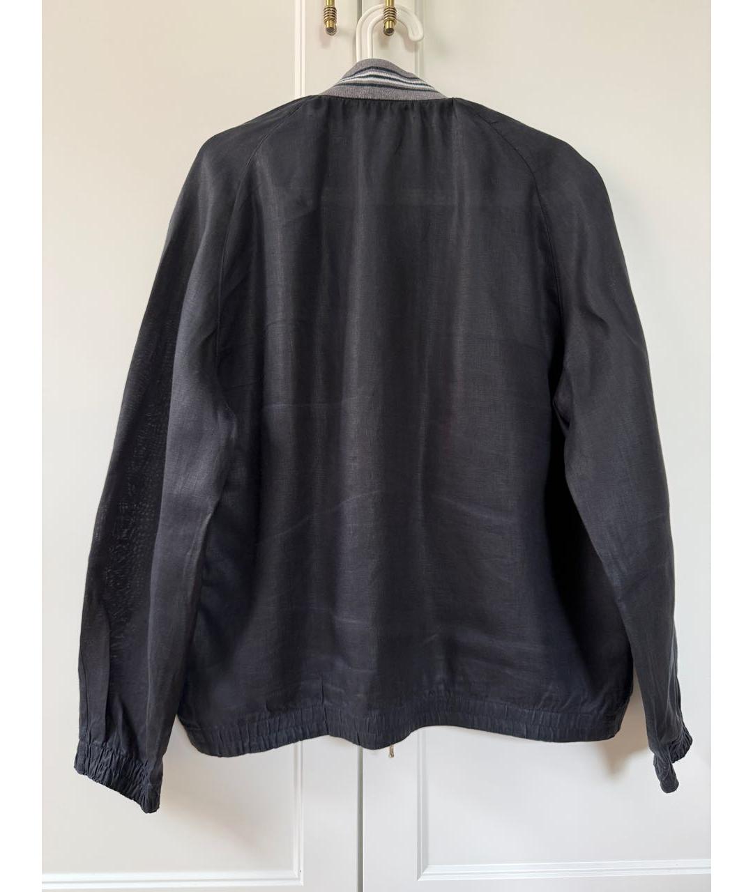 CANALI Темно-синяя льняная куртка, фото 2