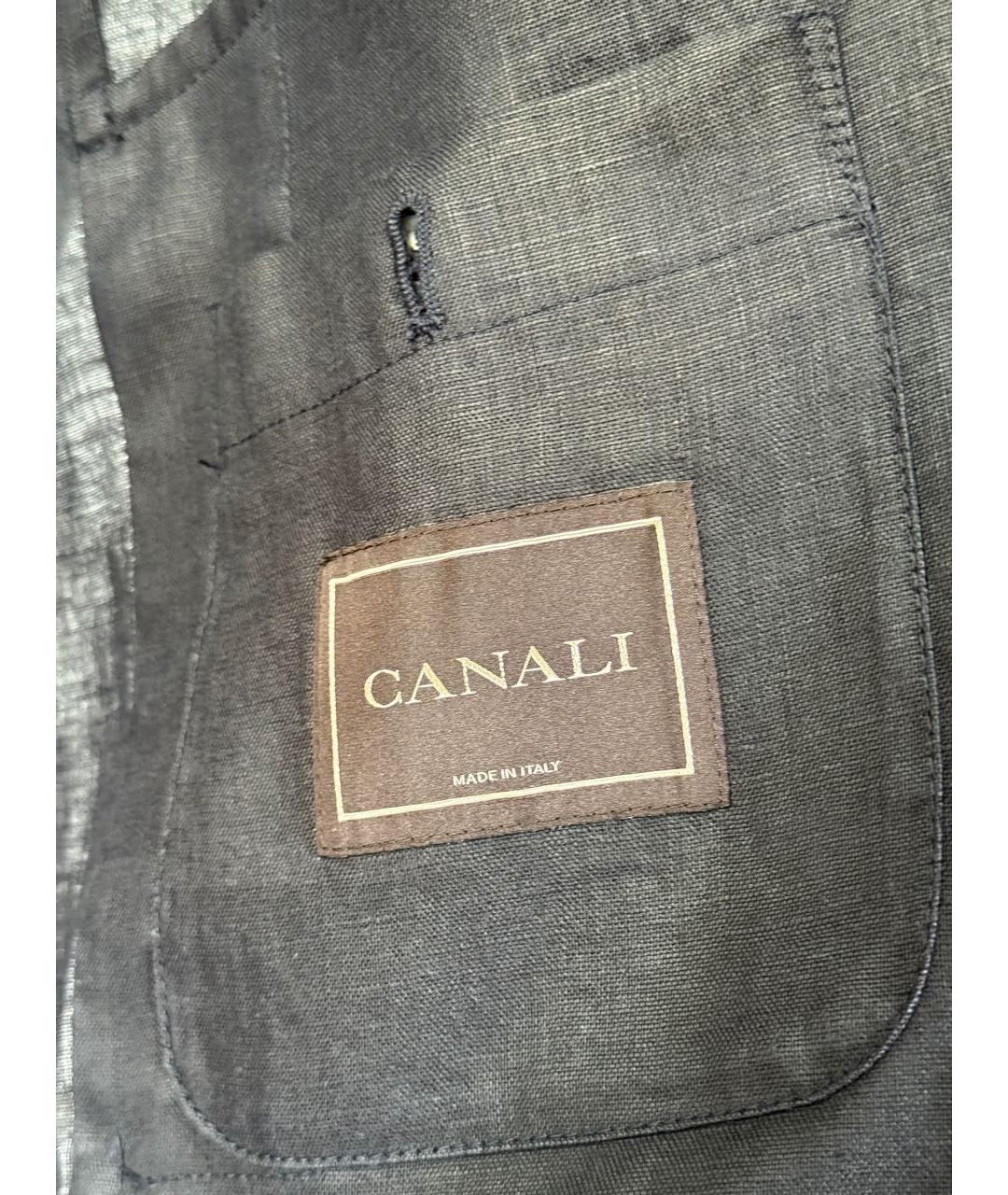 CANALI Темно-синяя льняная куртка, фото 4