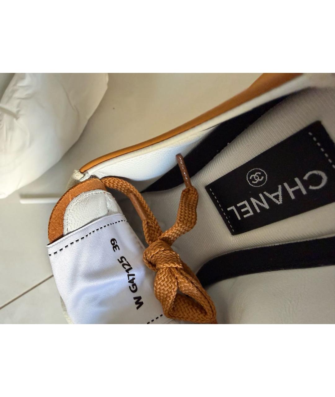 CHANEL Оранжевое кожаные кеды, фото 6