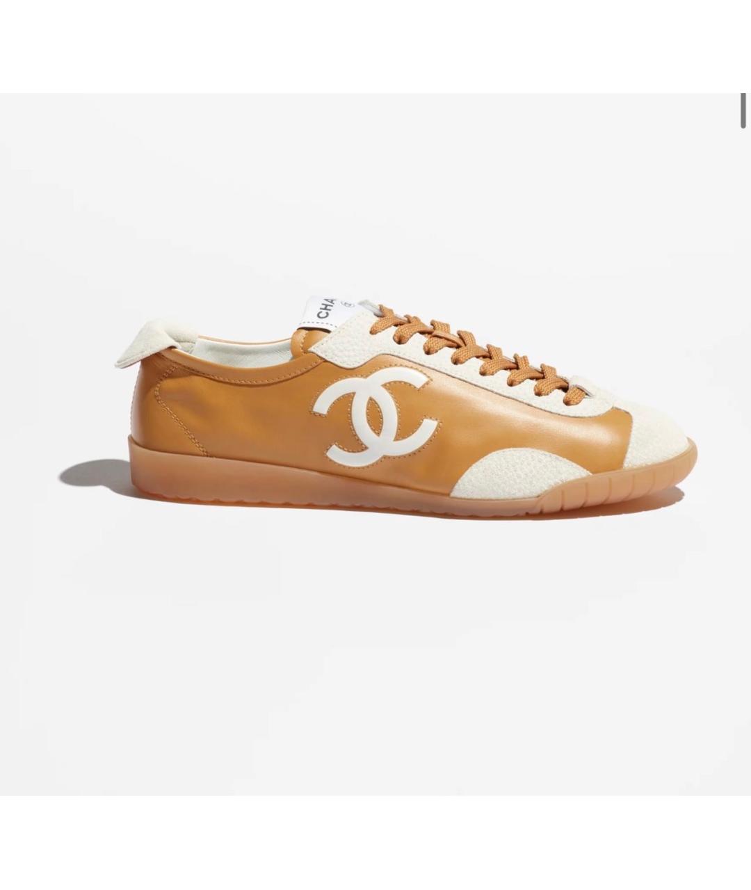 CHANEL Оранжевое кожаные кеды, фото 9