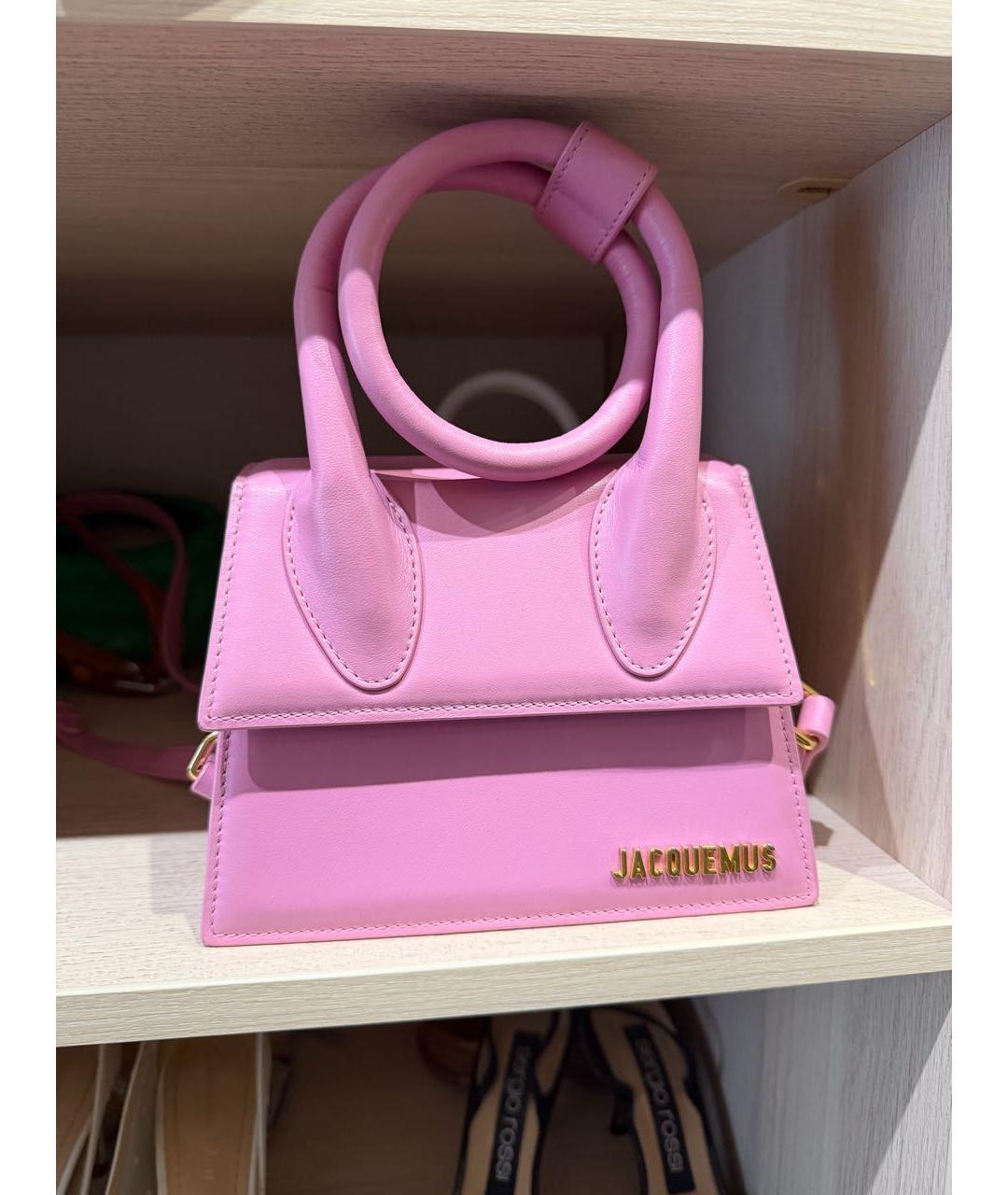 JACQUEMUS Розовая кожаная сумка через плечо, фото 4