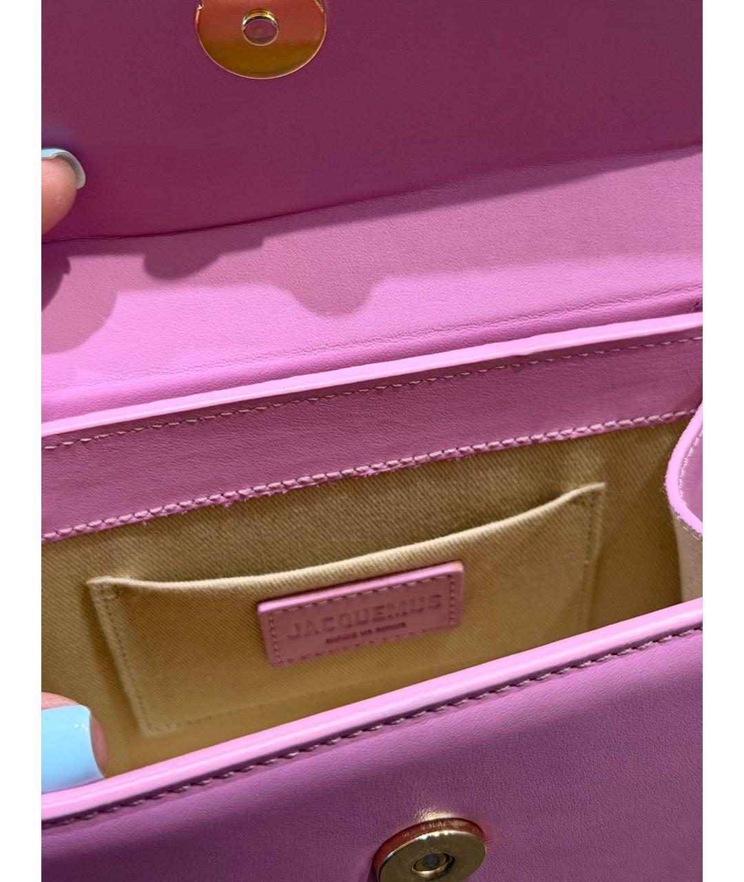 JACQUEMUS Розовая кожаная сумка через плечо, фото 3