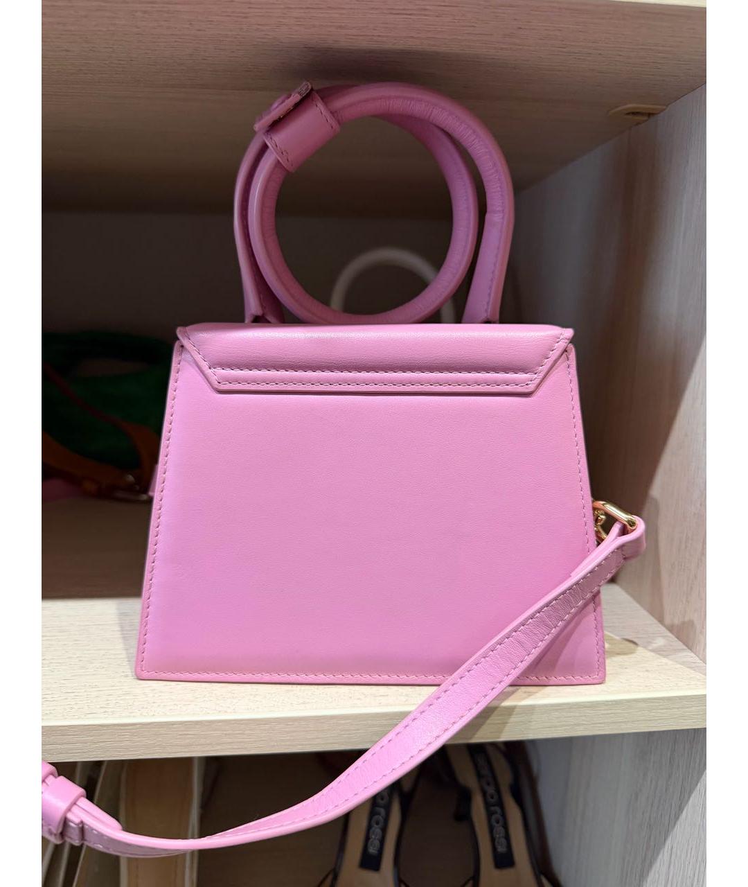 JACQUEMUS Розовая кожаная сумка через плечо, фото 2