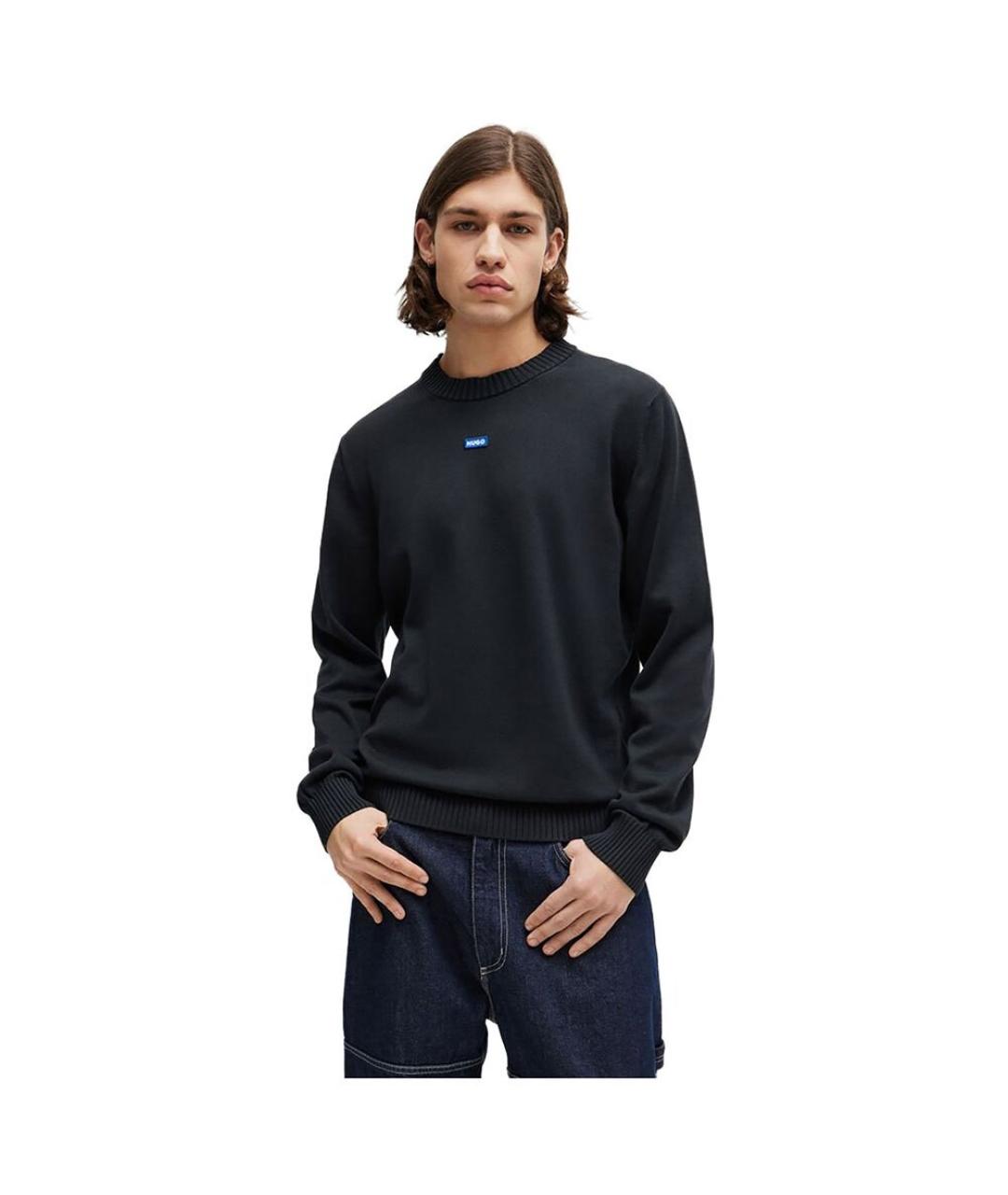 HUGO Черный хлопковый джемпер / свитер, фото 5