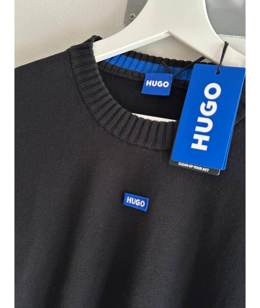 HUGO Черный хлопковый джемпер / свитер, фото 4