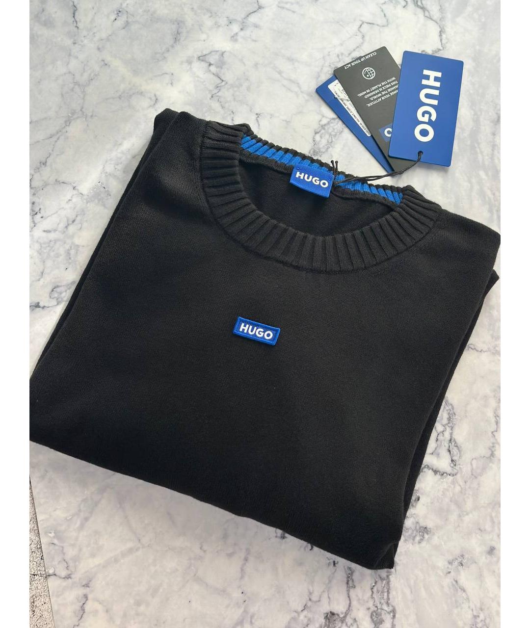HUGO Черный хлопковый джемпер / свитер, фото 3