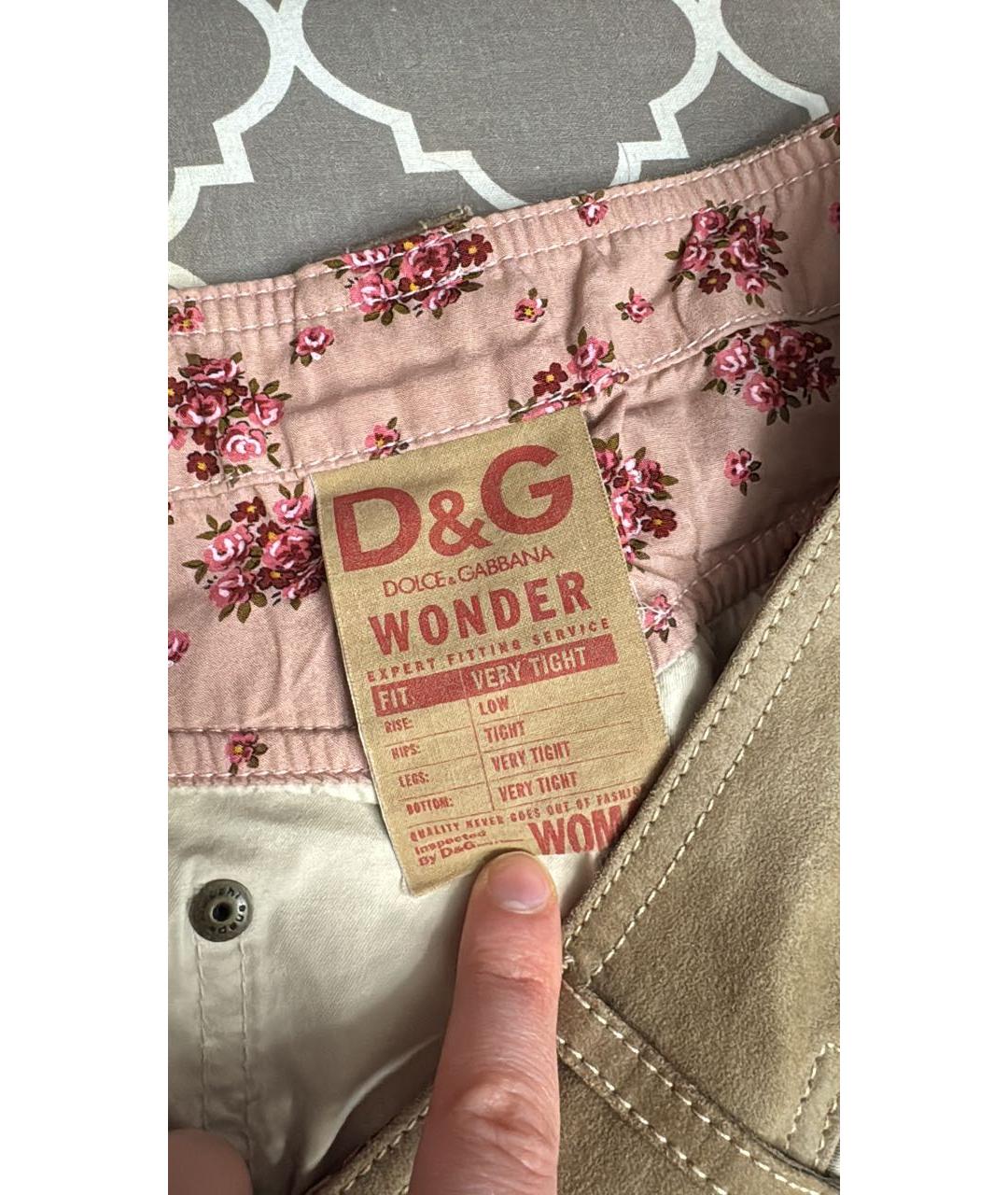 DOLCE&GABBANA Бежевые хлопковые прямые брюки, фото 6