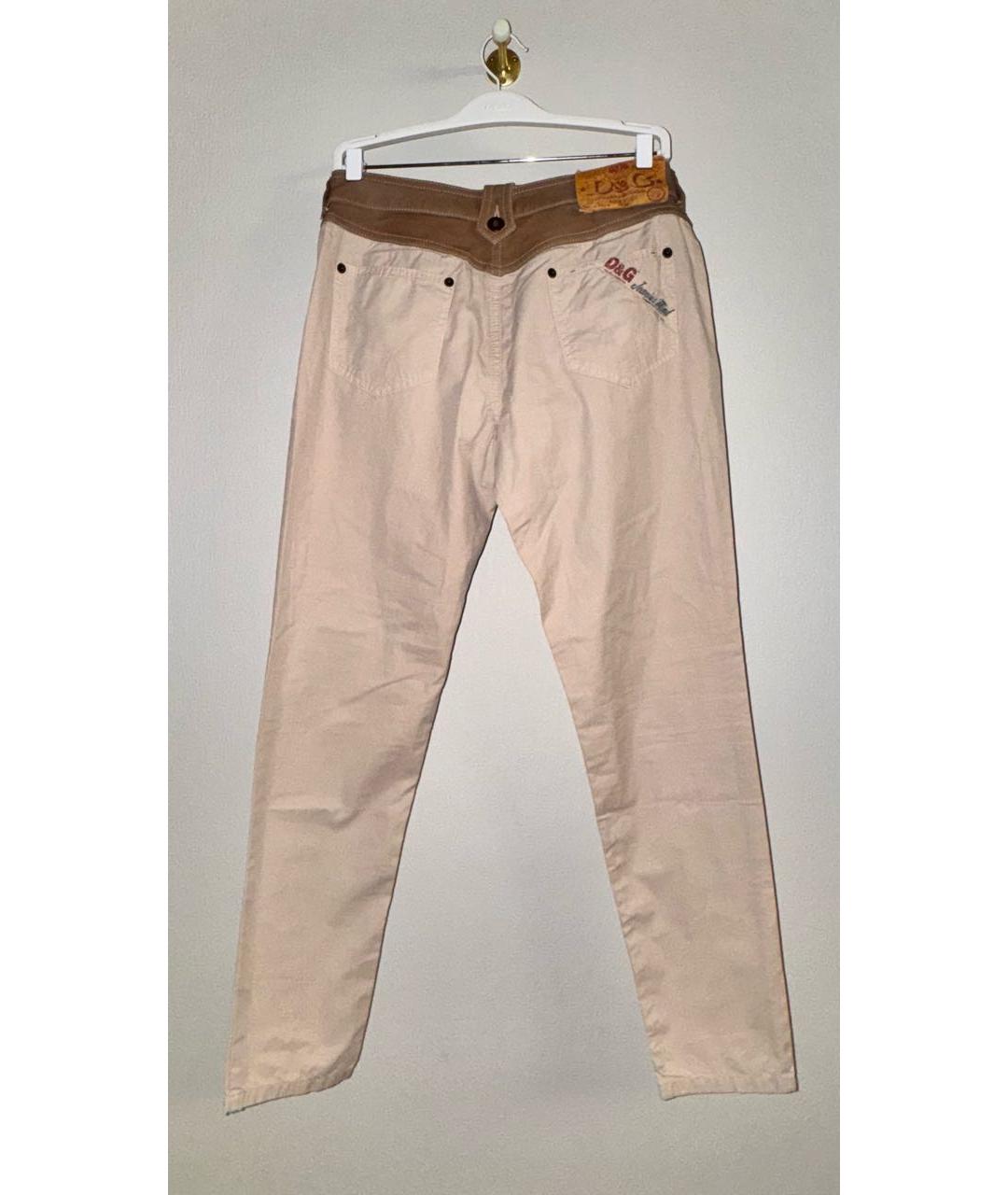 DOLCE&GABBANA Бежевые хлопковые прямые брюки, фото 2