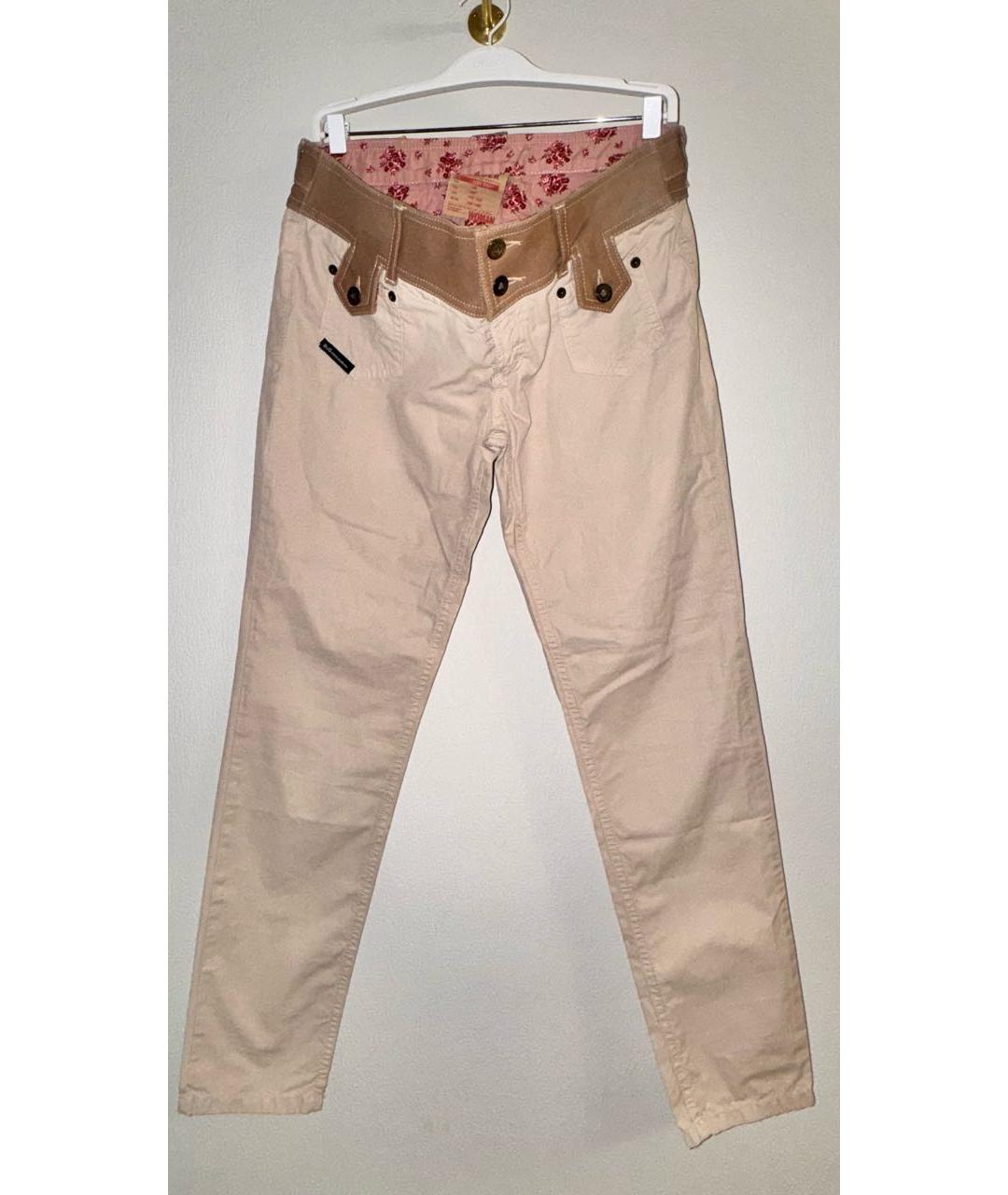 DOLCE&GABBANA Бежевые хлопковые прямые брюки, фото 8