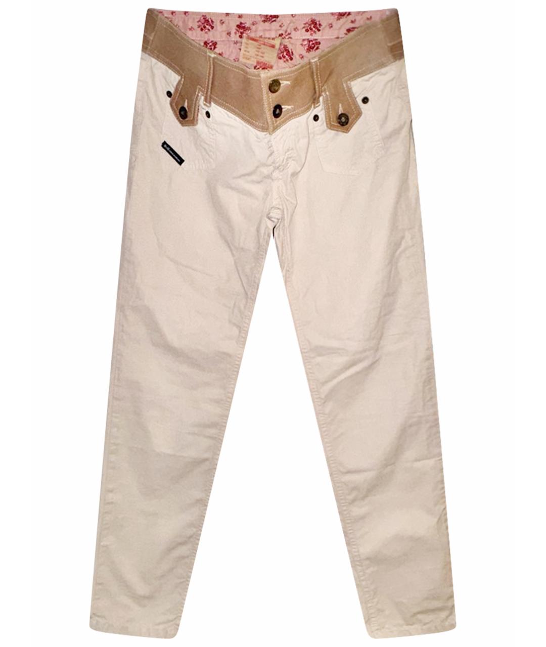 DOLCE&GABBANA Бежевые хлопковые прямые брюки, фото 1