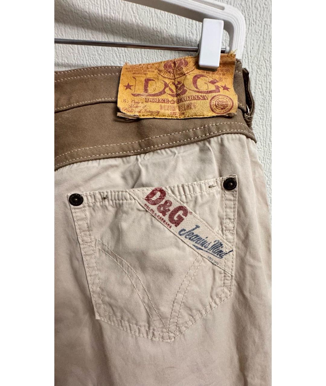 DOLCE&GABBANA Бежевые хлопковые прямые брюки, фото 5