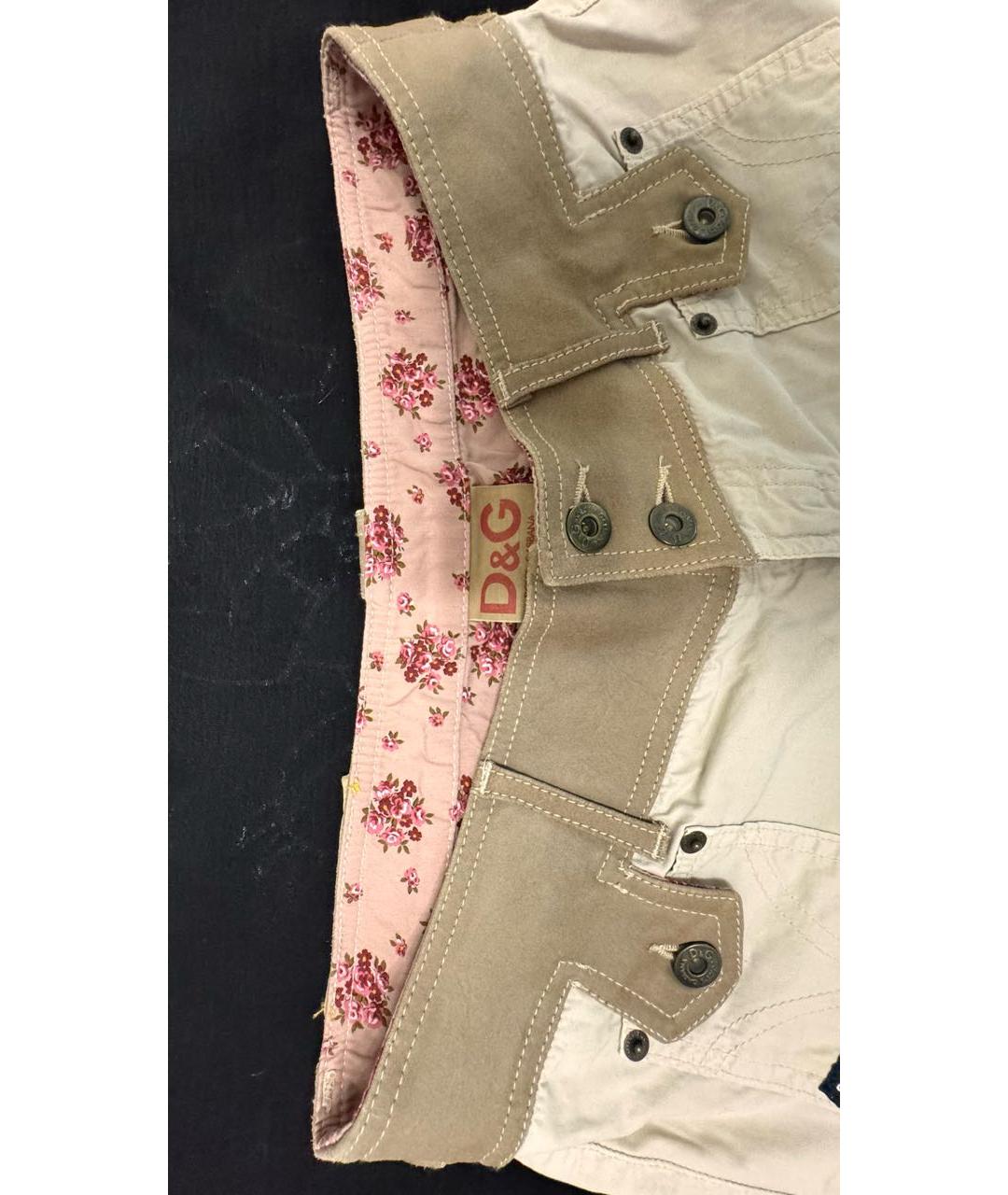 DOLCE&GABBANA Бежевые хлопковые прямые брюки, фото 7