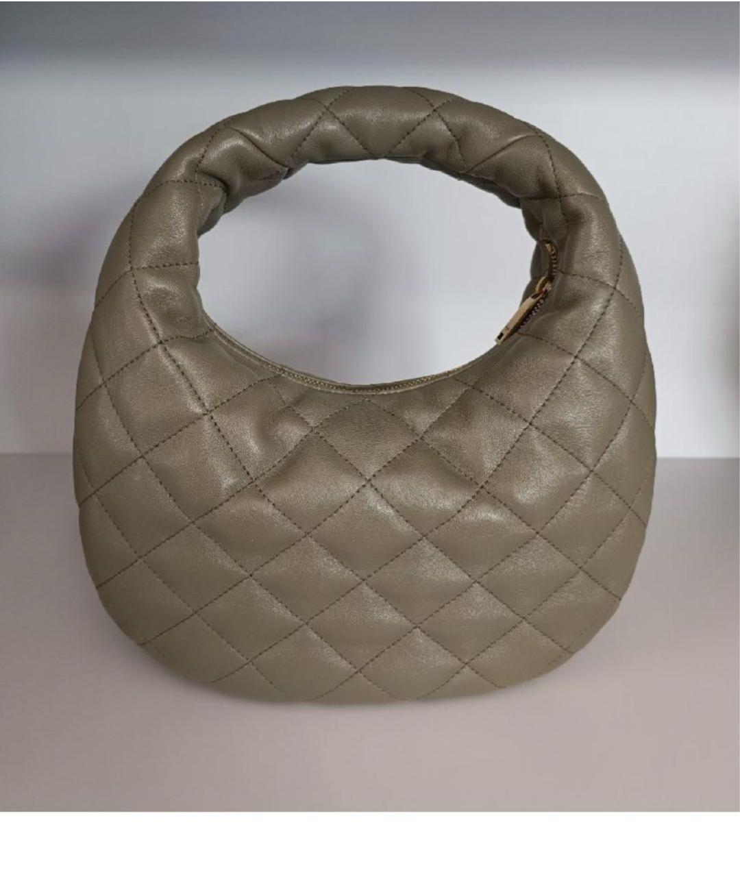 SAINT LAURENT Хаки кожаная сумка с короткими ручками, фото 3