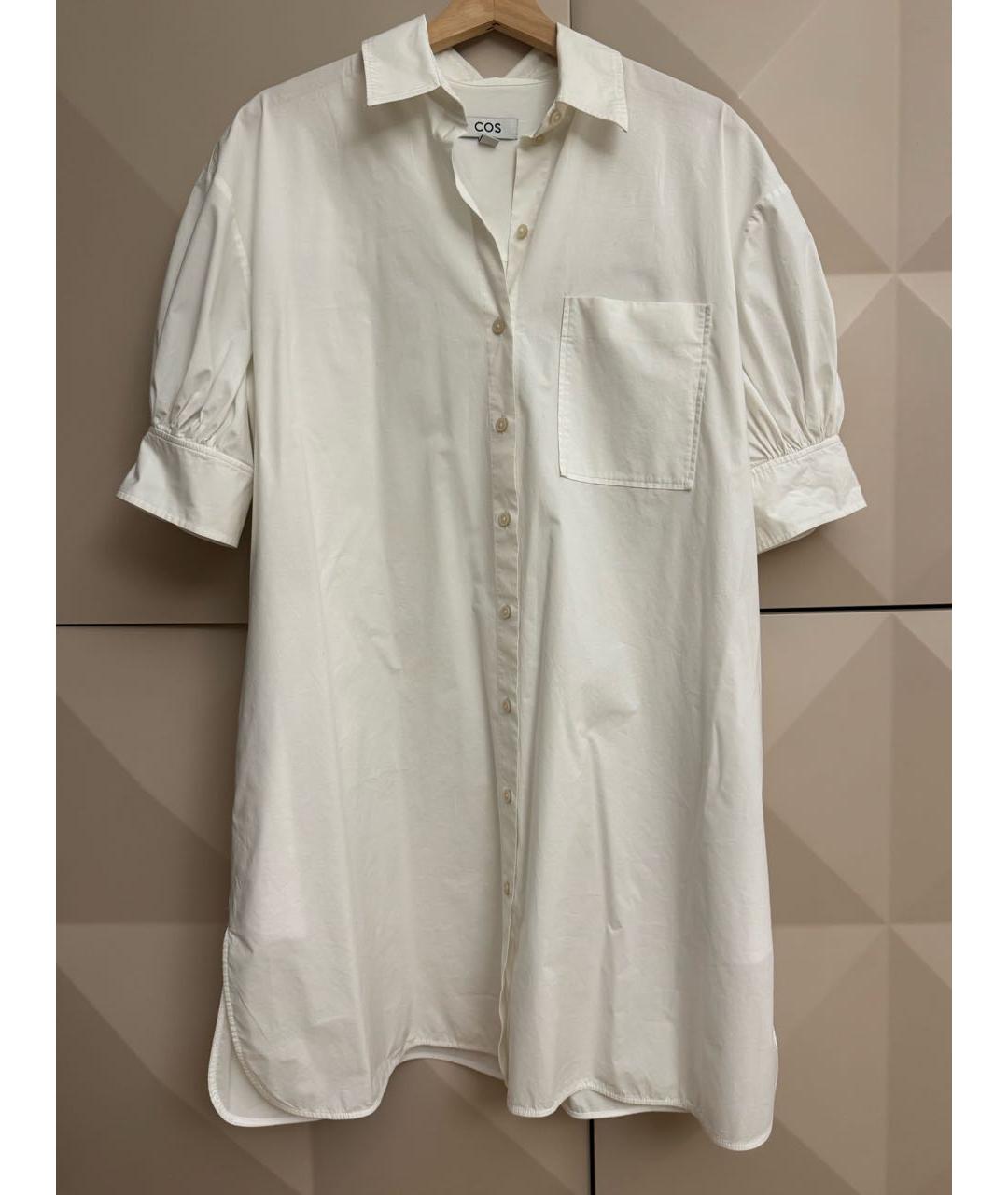 COS Белое хлопко-эластановое повседневное платье, фото 5