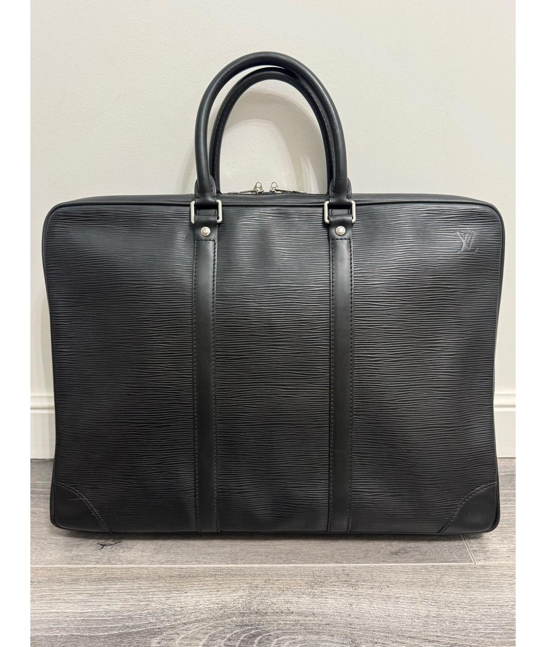 LOUIS VUITTON Черный кожаный портфель, фото 2