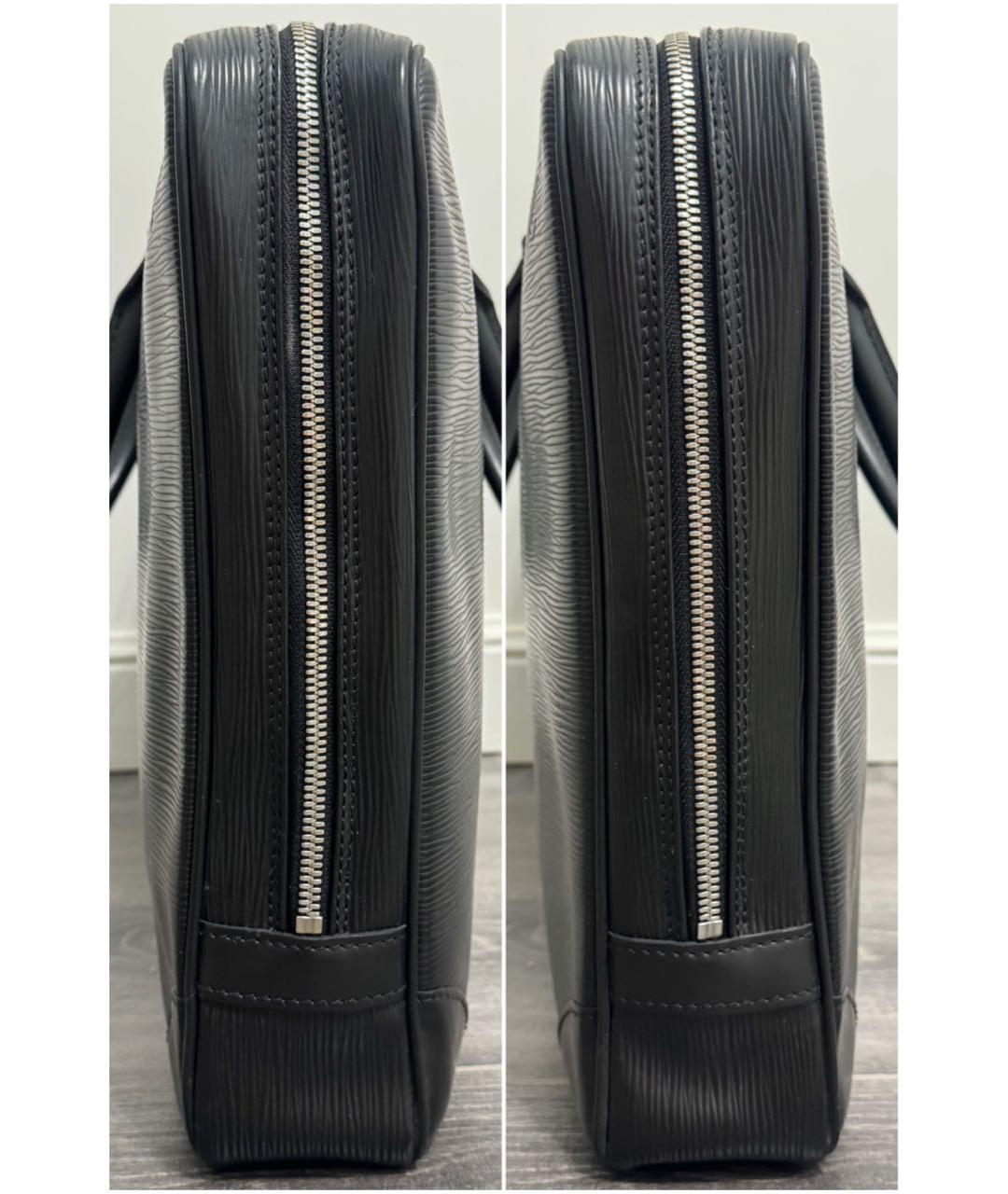 LOUIS VUITTON Черный кожаный портфель, фото 4